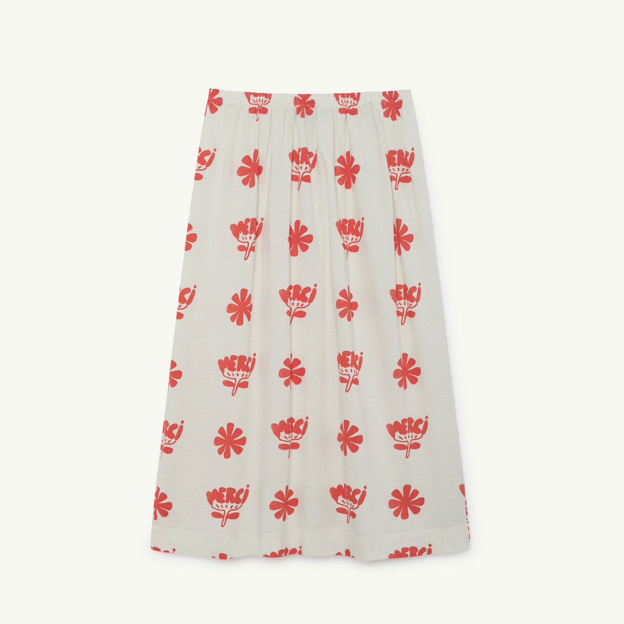 Girls White Flowers Cotton Skirt