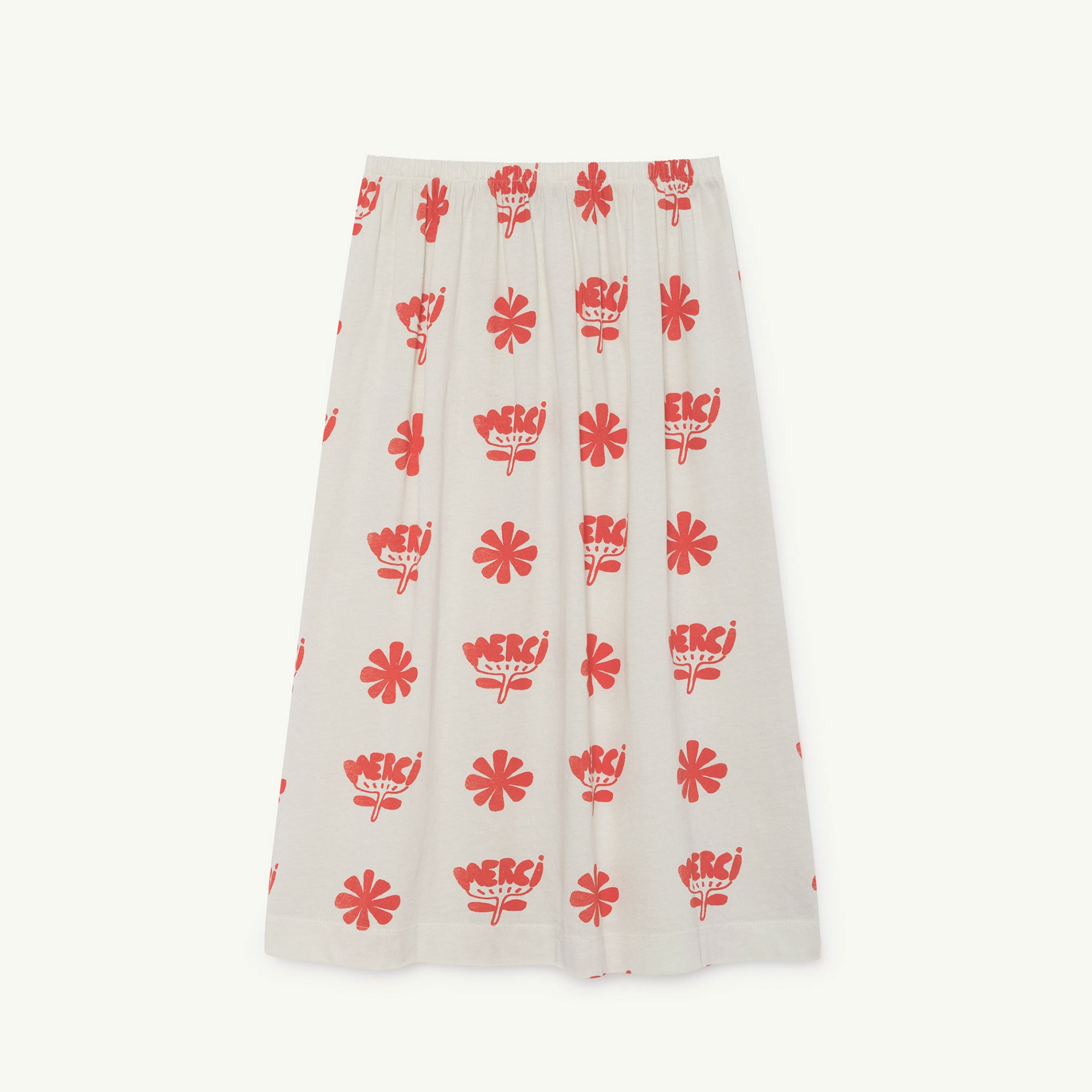 Girls White Flowers Cotton Skirt