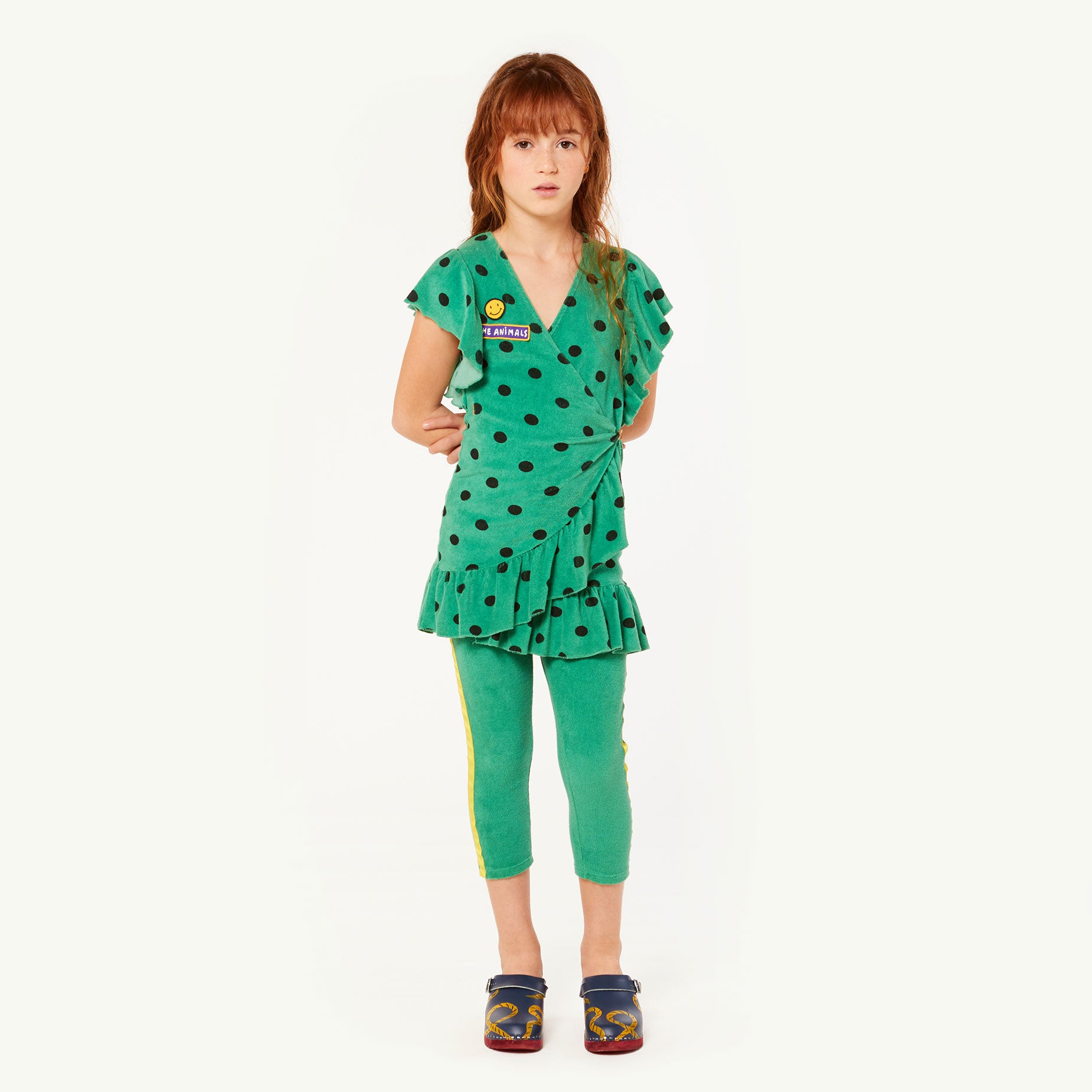 Girls Green Polka Cotton Dress
