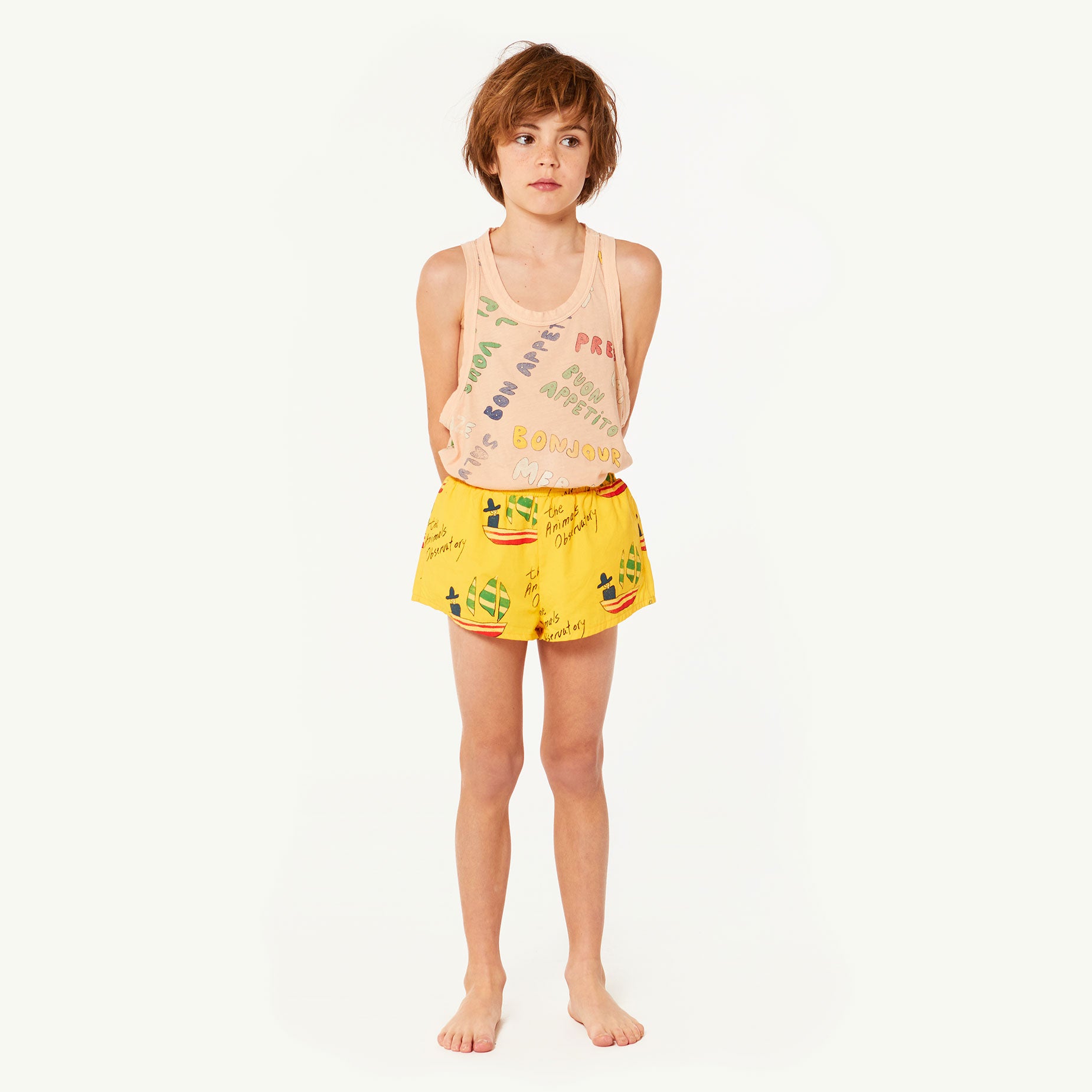 Girls Yellow Cotton Swimsuit