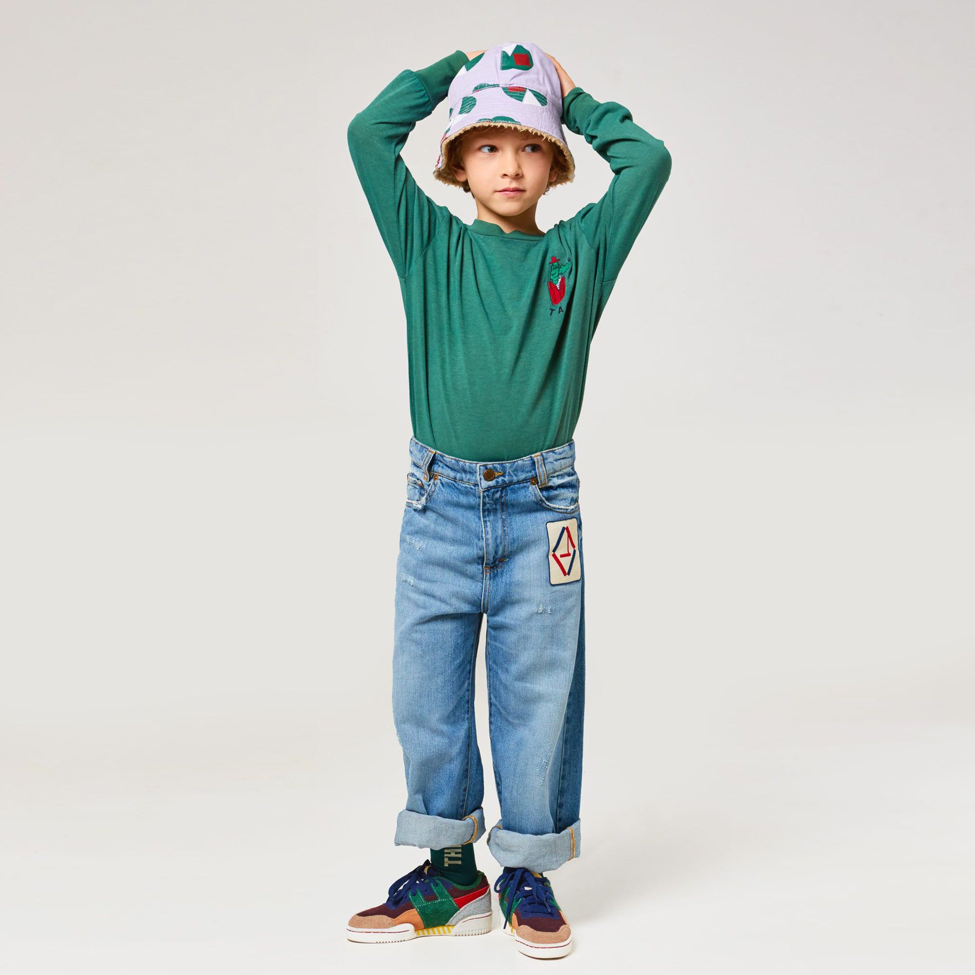 Boys Mulitcolor Cow Leather & Textile Sneakers