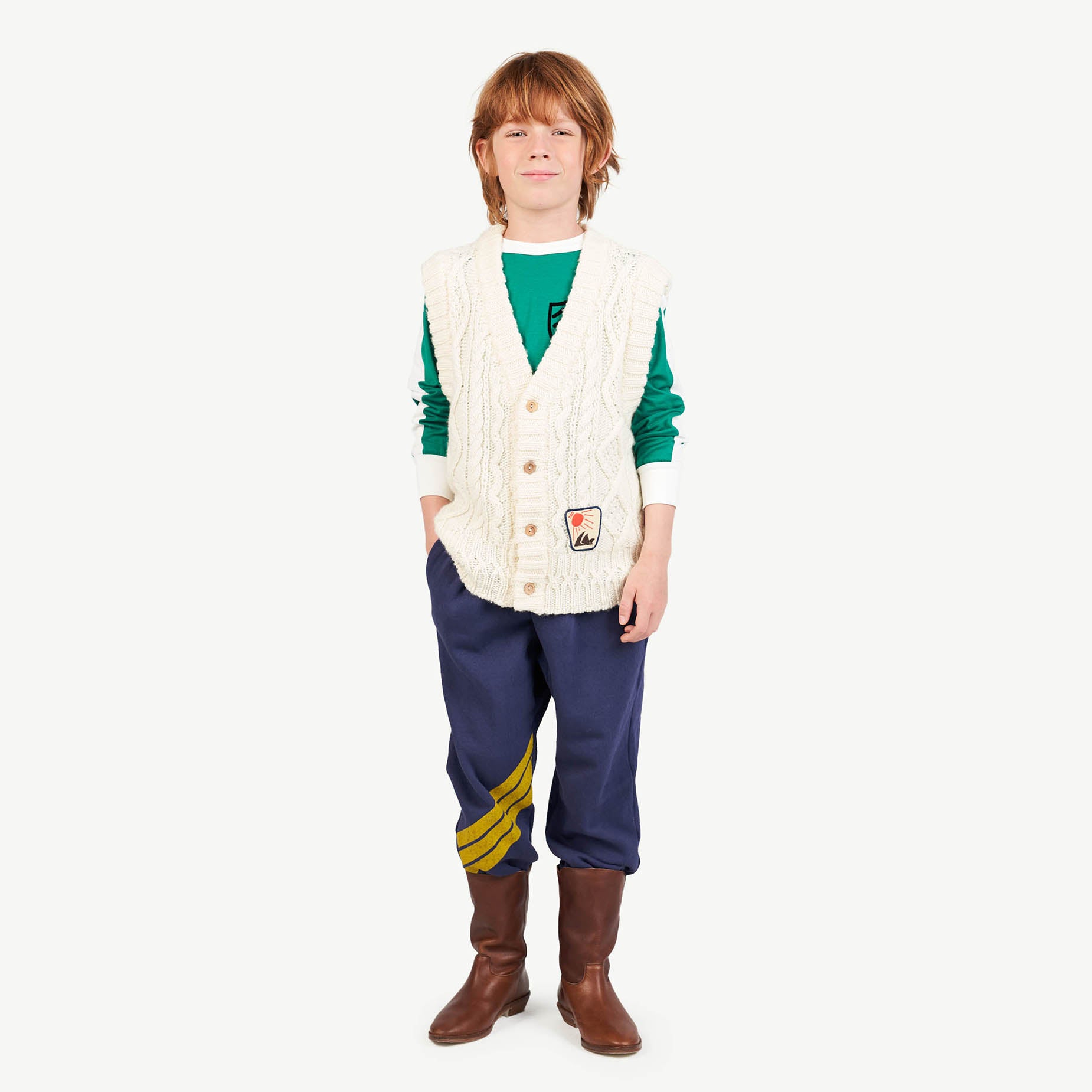 Boys & Girls White Button Wool Vest