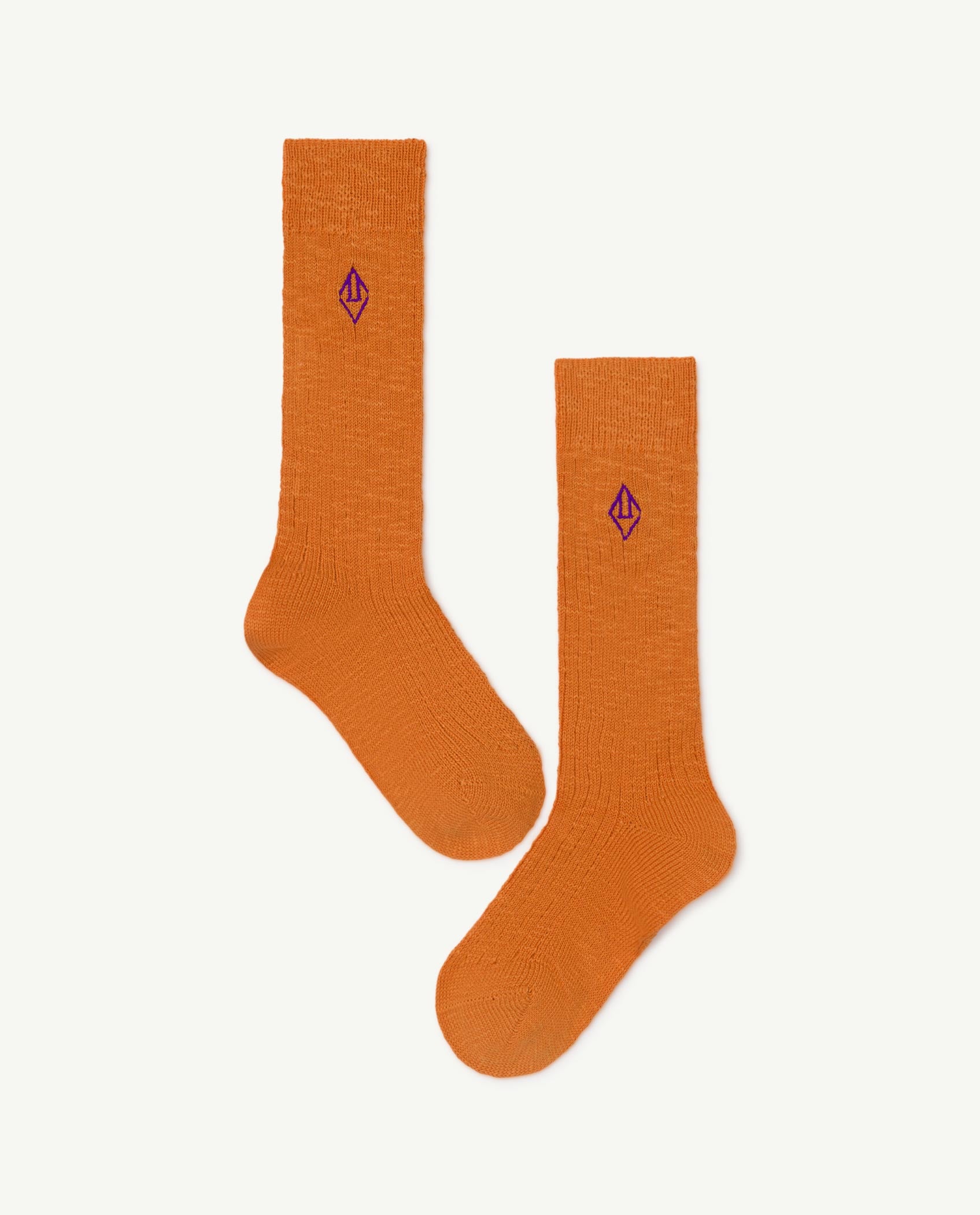 Girls Orange Logo Cotton Socks