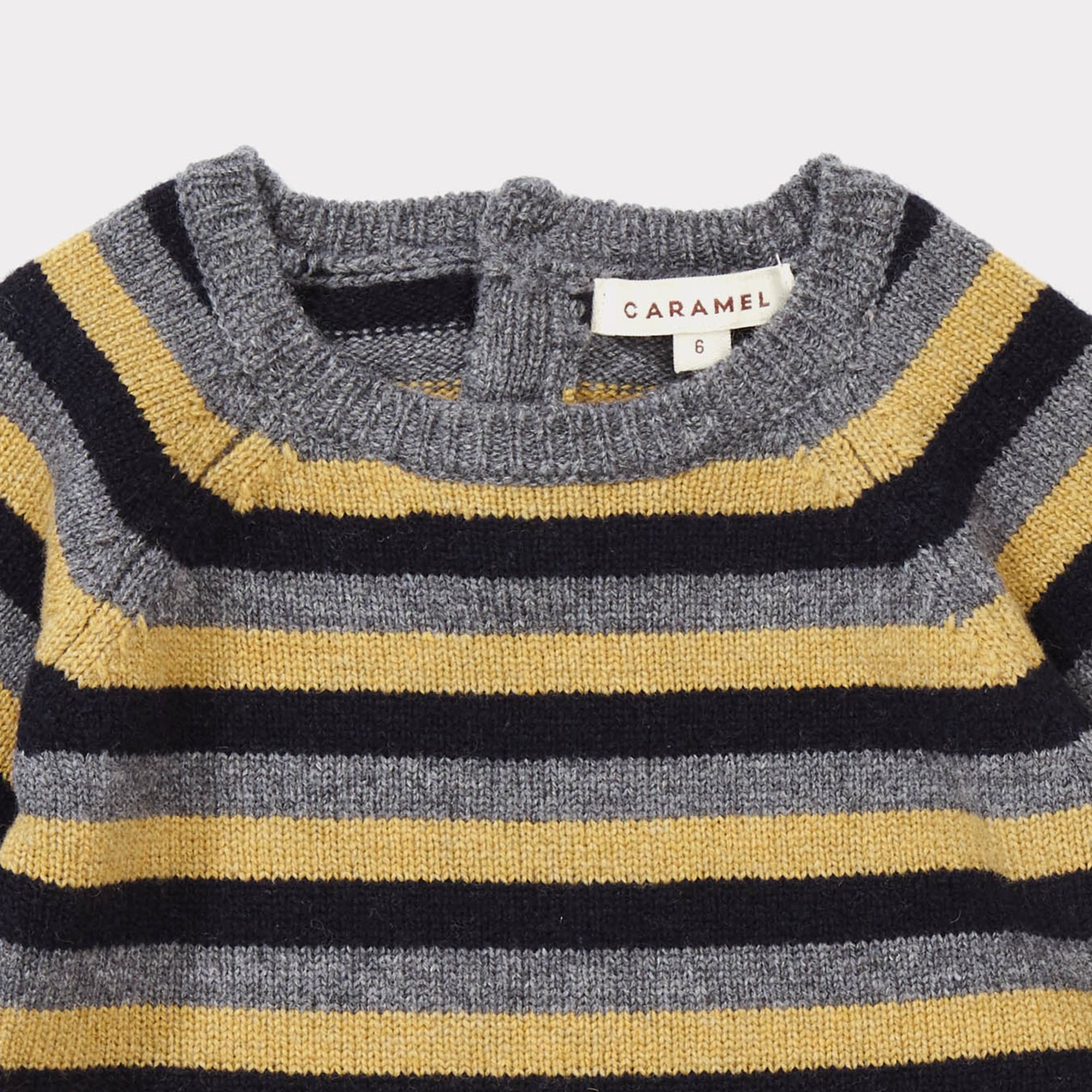 Baby Boys Grey Melange Striped Sweater