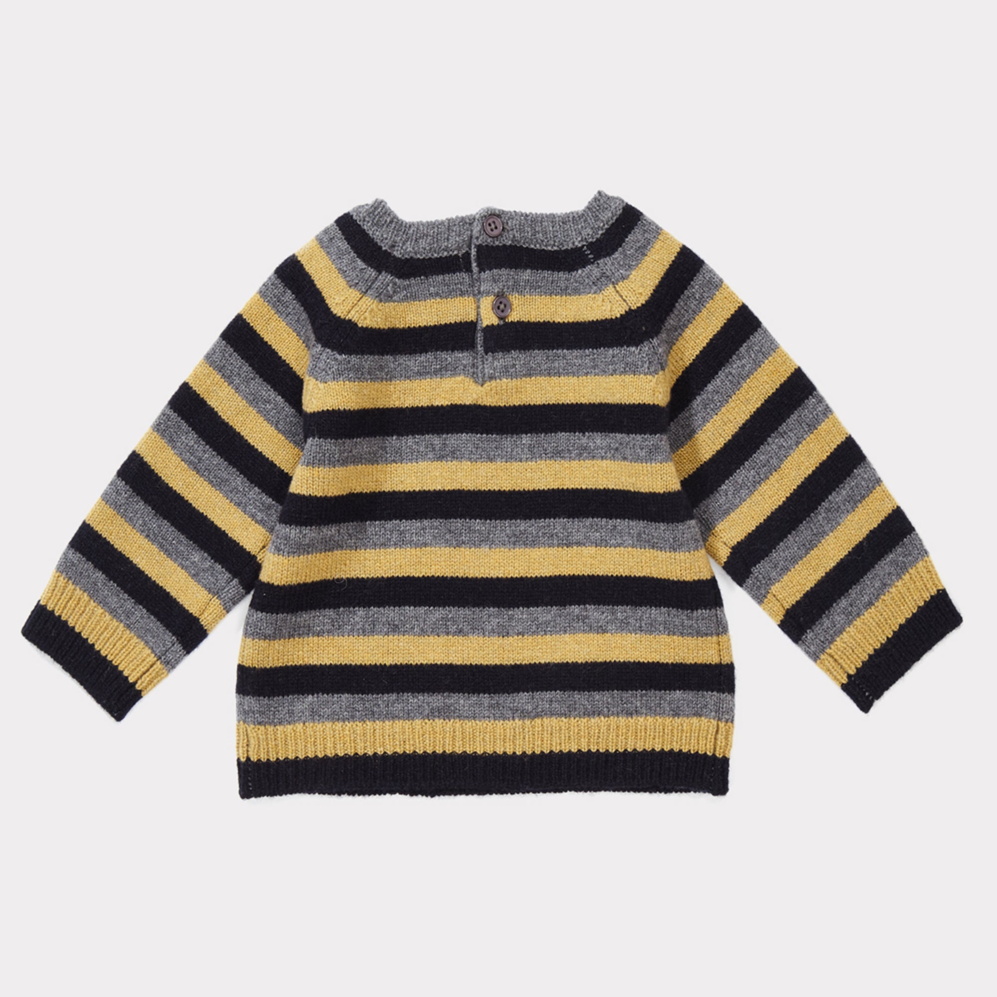 Baby Boys Grey Melange Striped Sweater