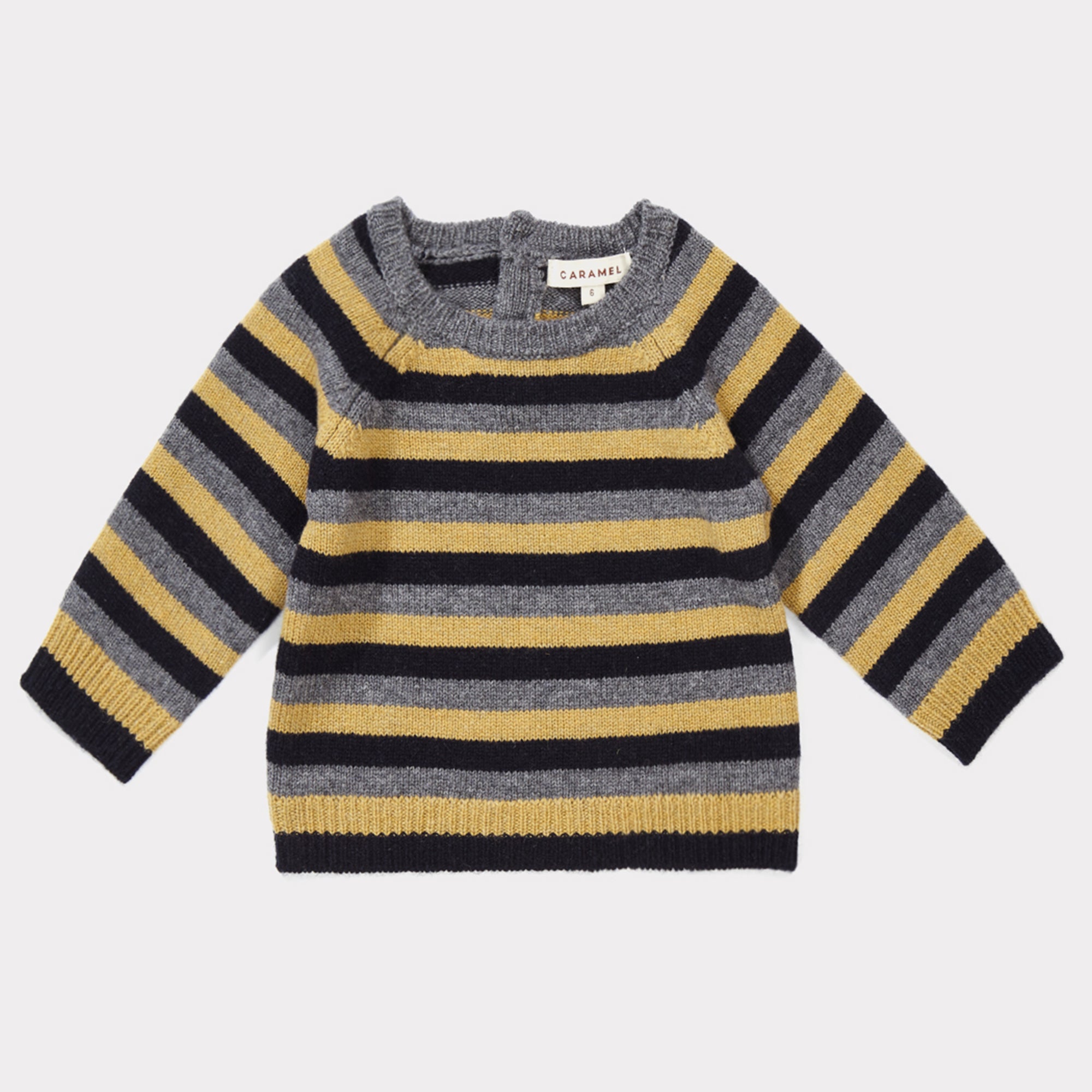 Baby Boys Grey Melange Striped Sweater