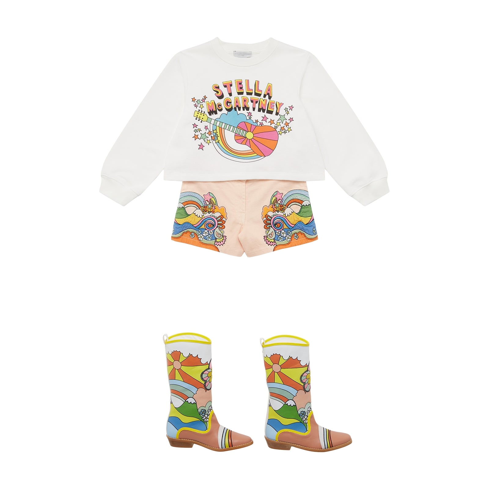 Girls White Printed Cotton Sweatshirt