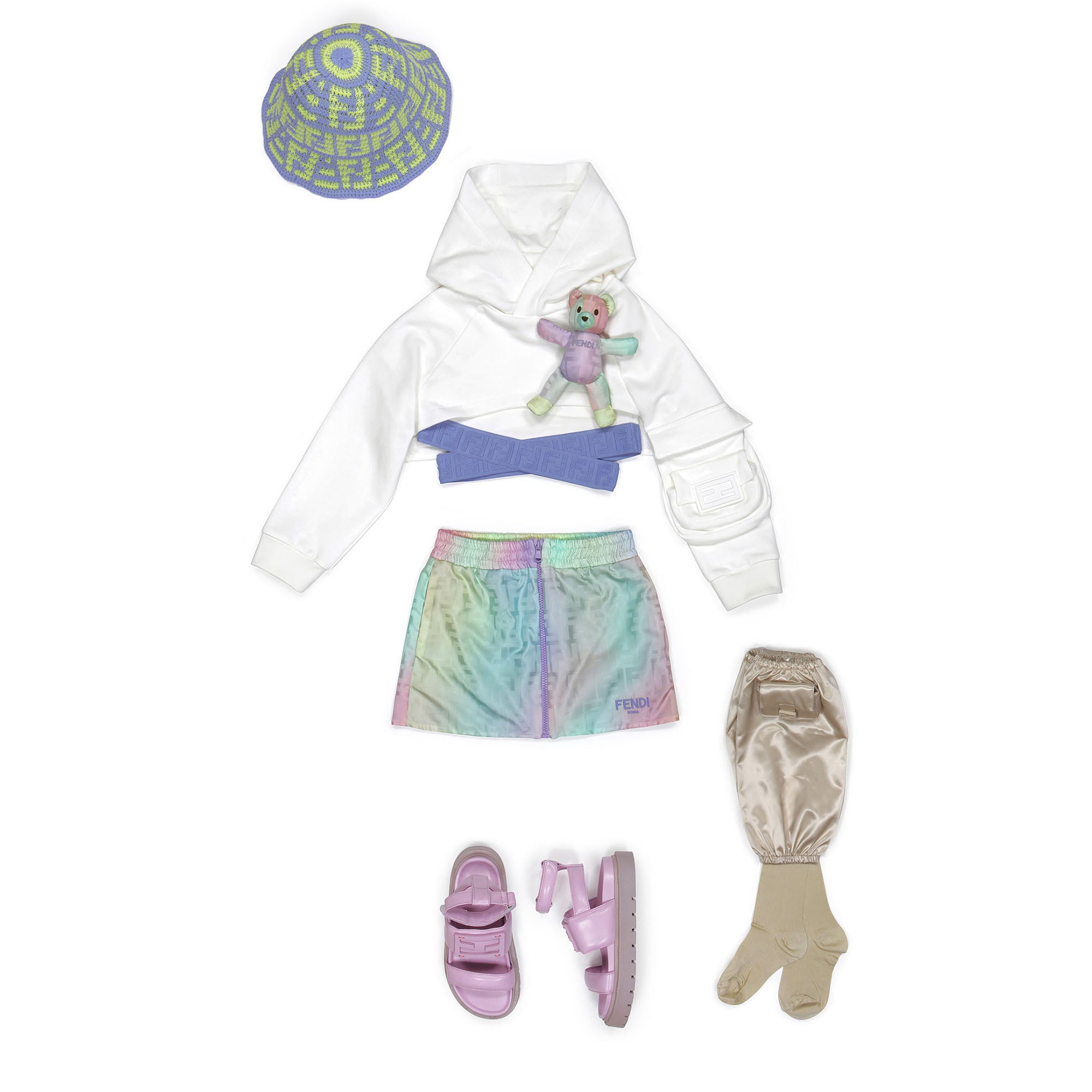 Girls Multicolor Logo Skirt