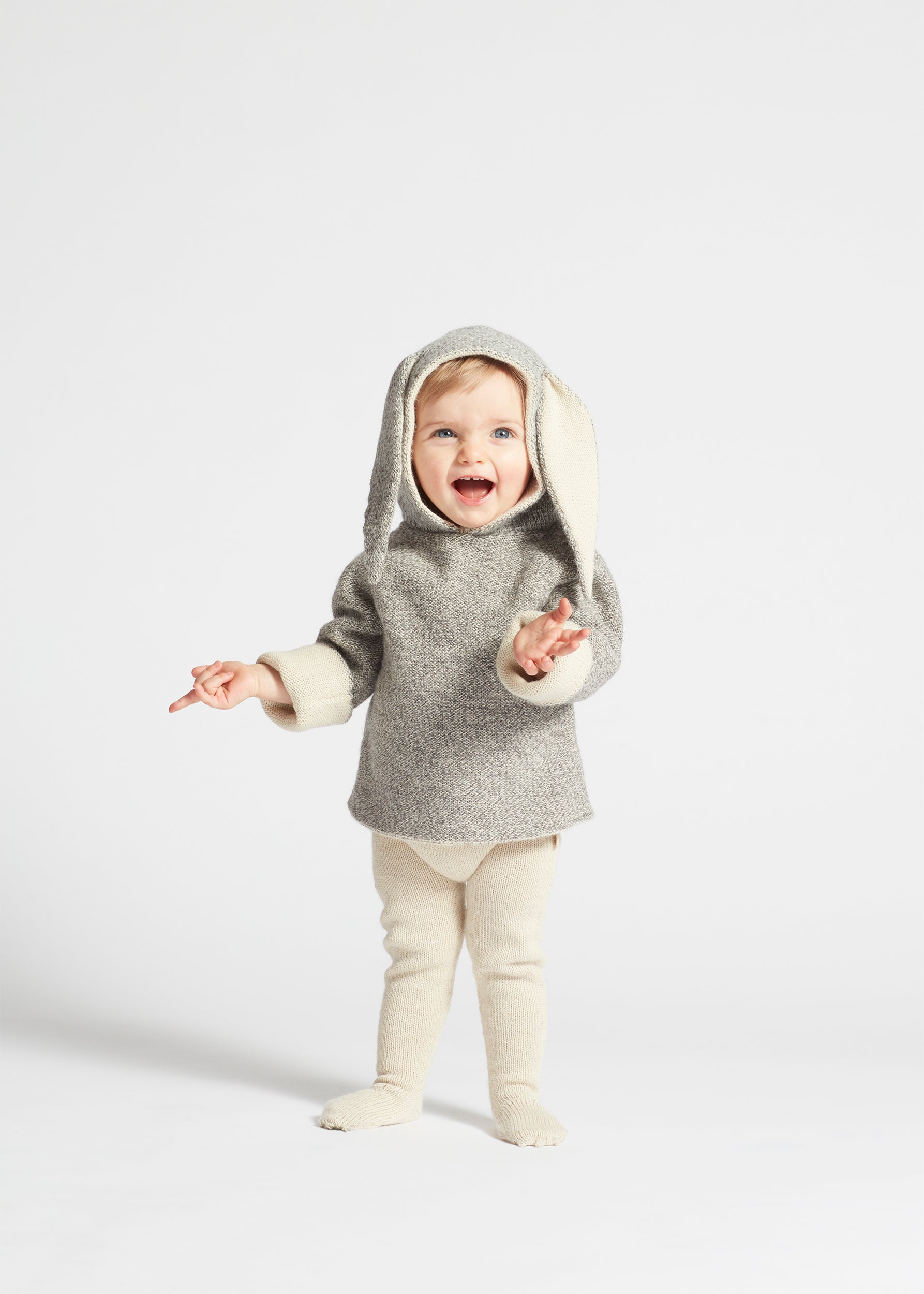 Baby Grey Rabbit Alpaca Hooded Animal Sweater