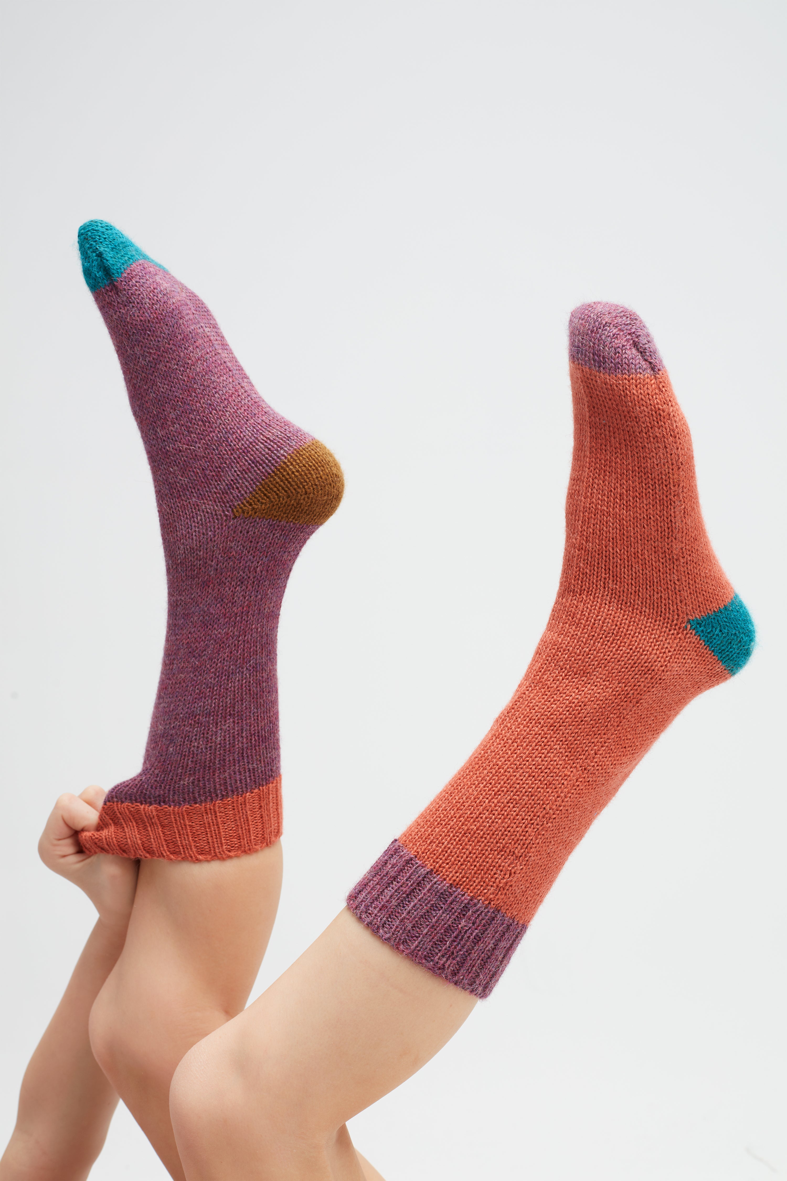 Girls Mauve Alpaca Long Socks