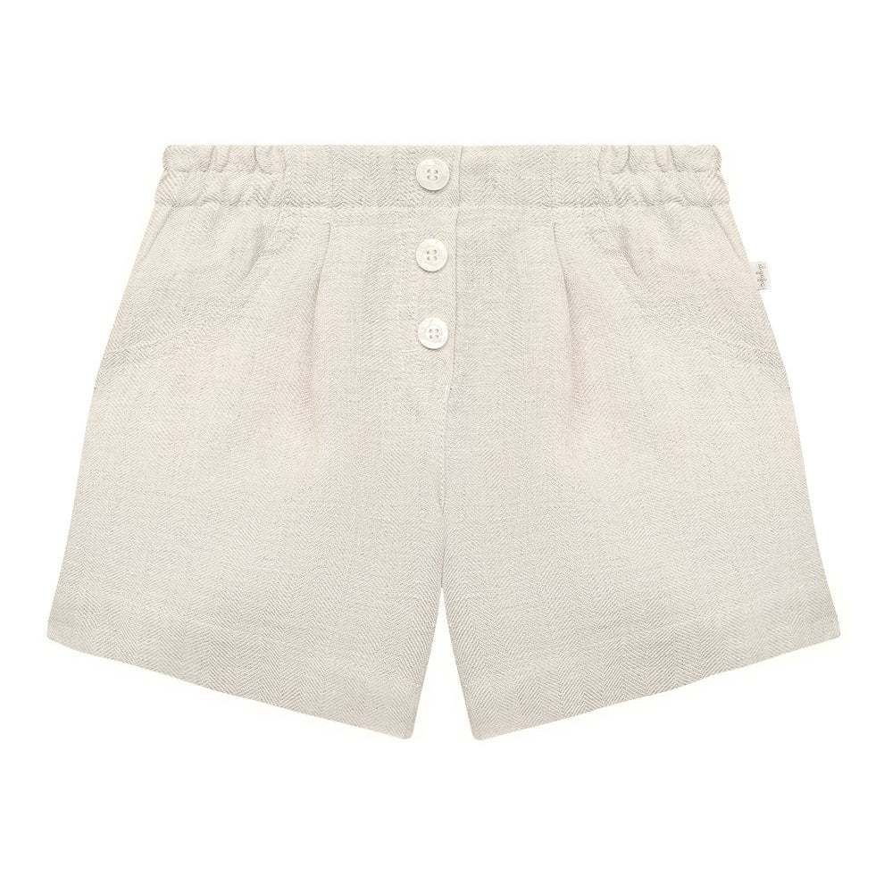 Girls Beige Linen Shorts