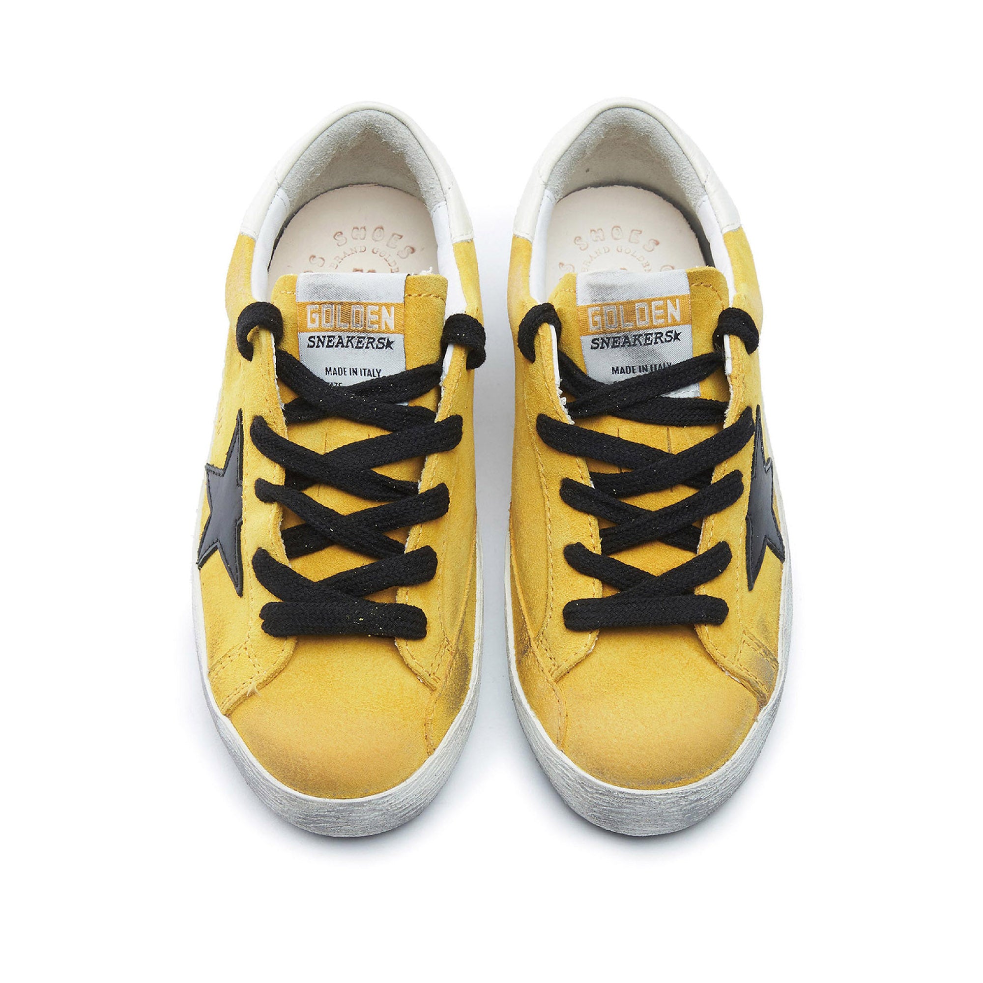 Baby Boys & Girls Yellow & Black Star Leather Shoes