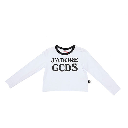 Girls White Logo Cotton Long Sleeves T-shirt