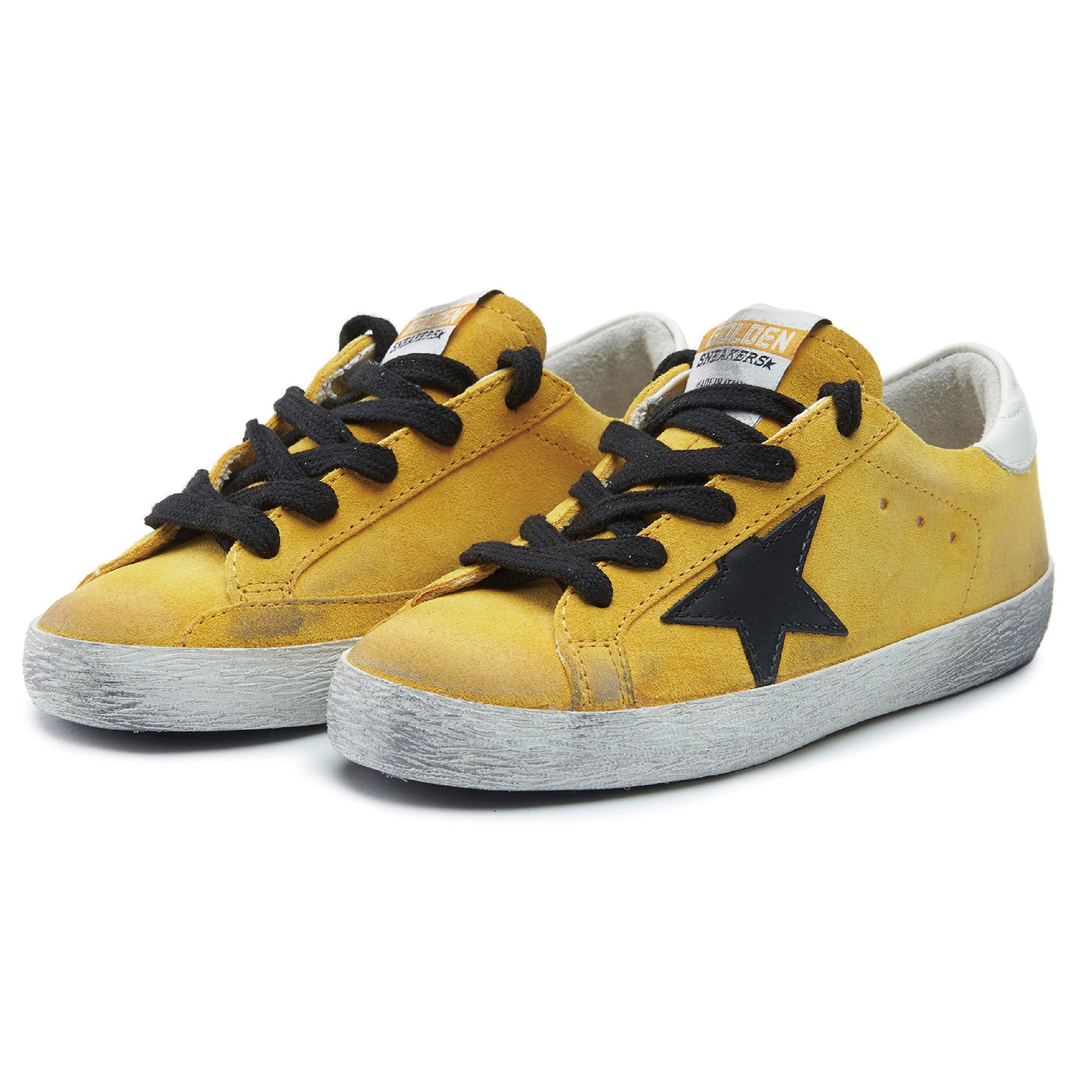 Boys & Girls Yellow & Black Star Leather Shoes