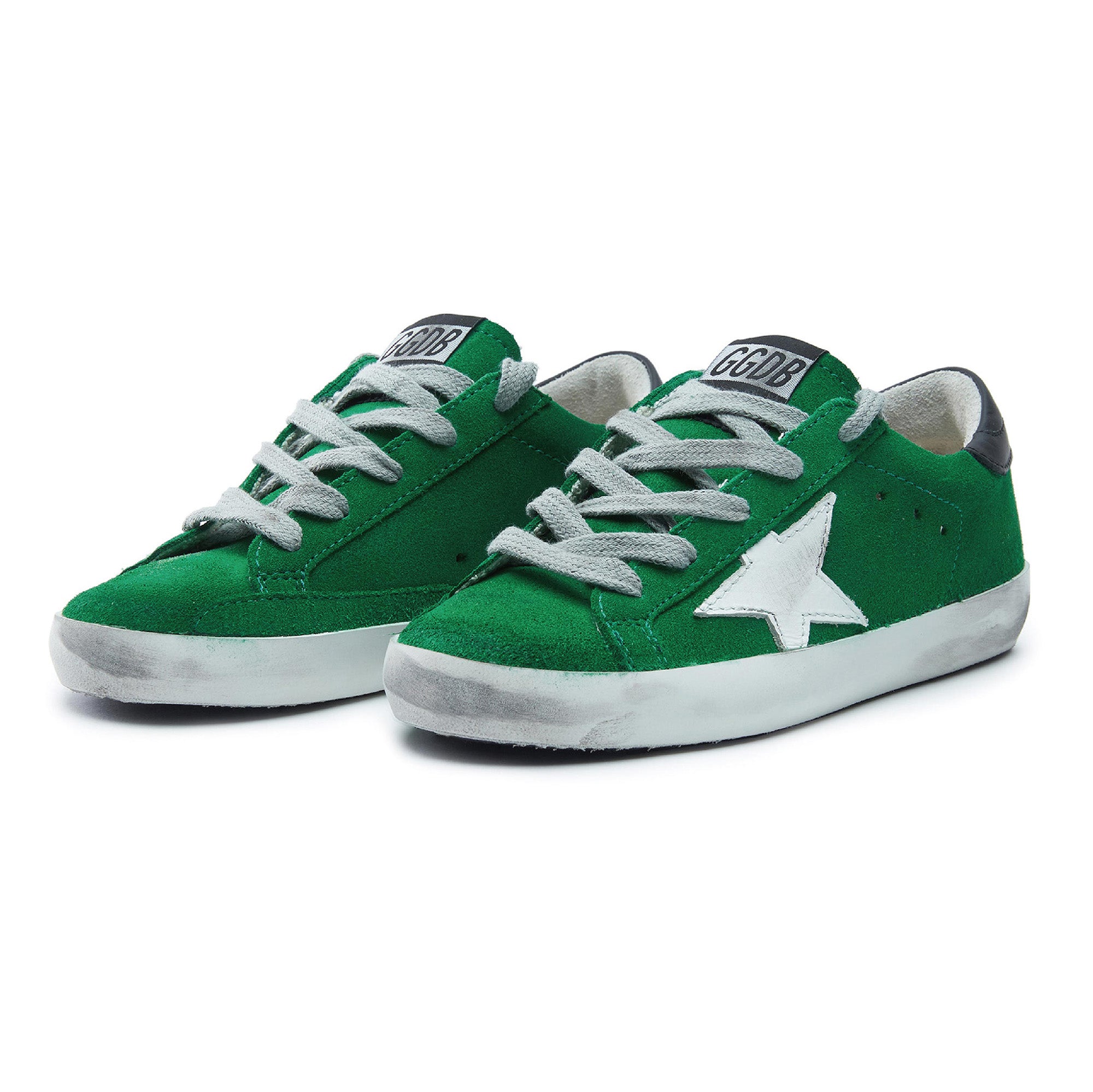 Boys & Girls Green & White Star Leather Shoes