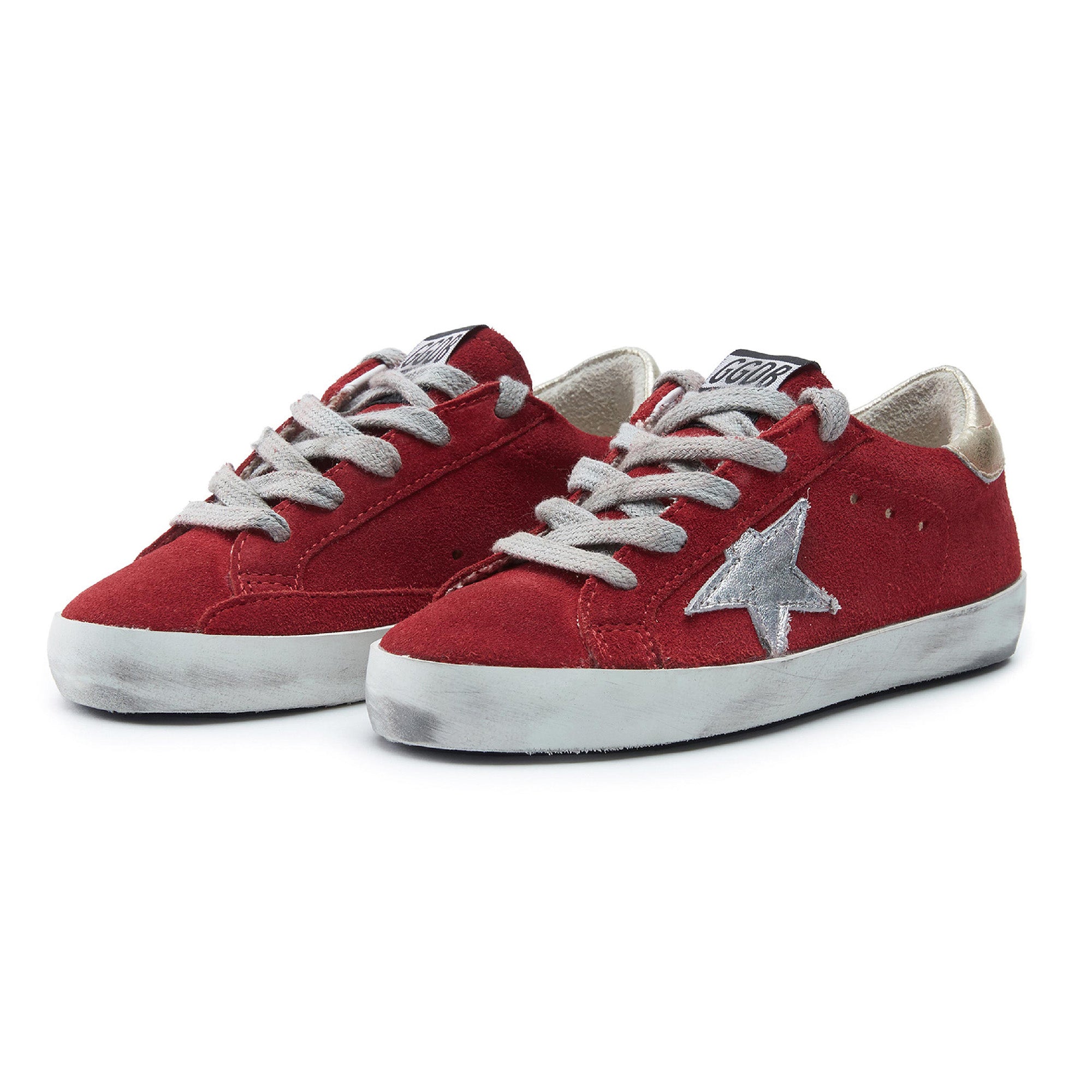 Boys & Girls Red & Silver Star Leather Shoes