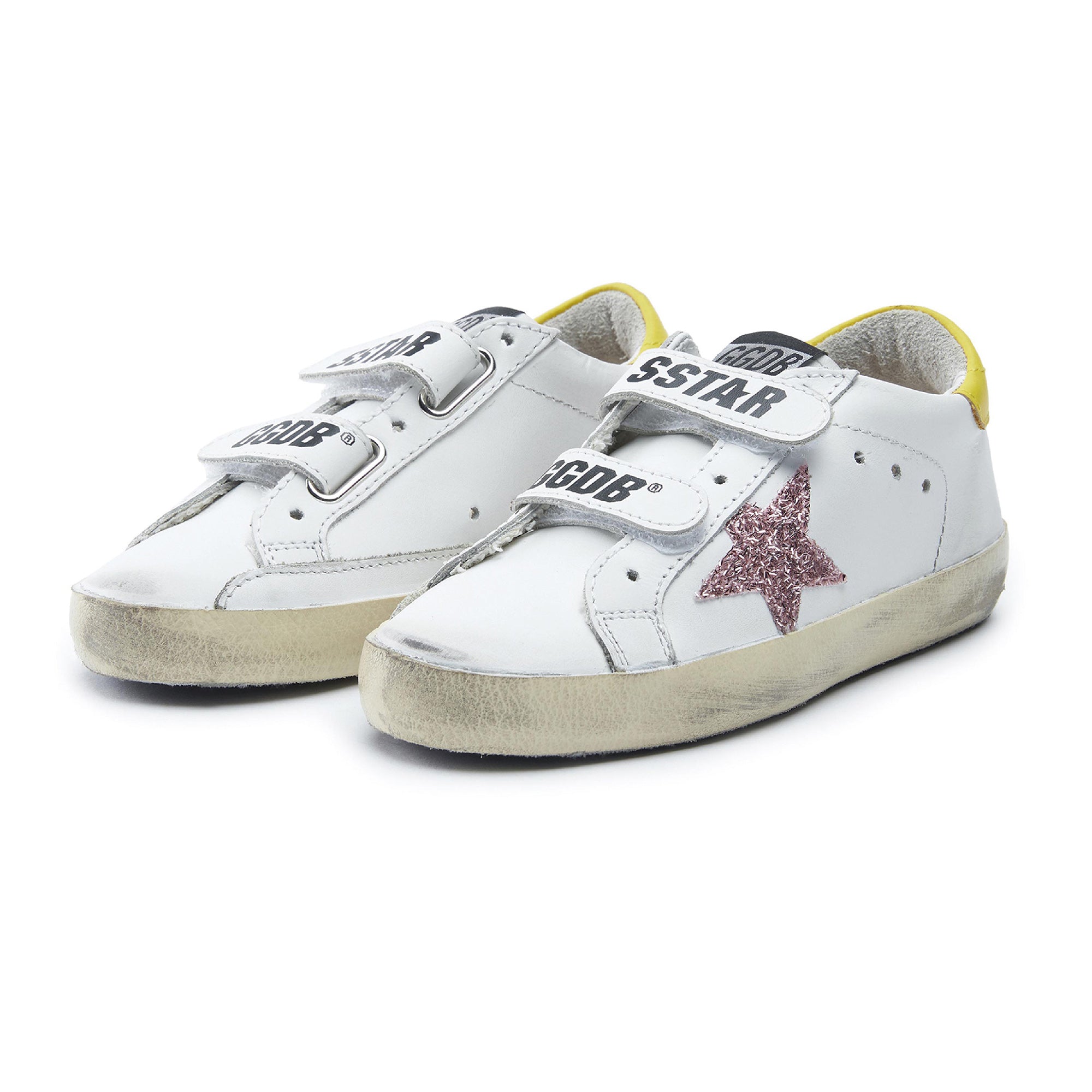 Baby Girls White Glitter Star Leather Shoes