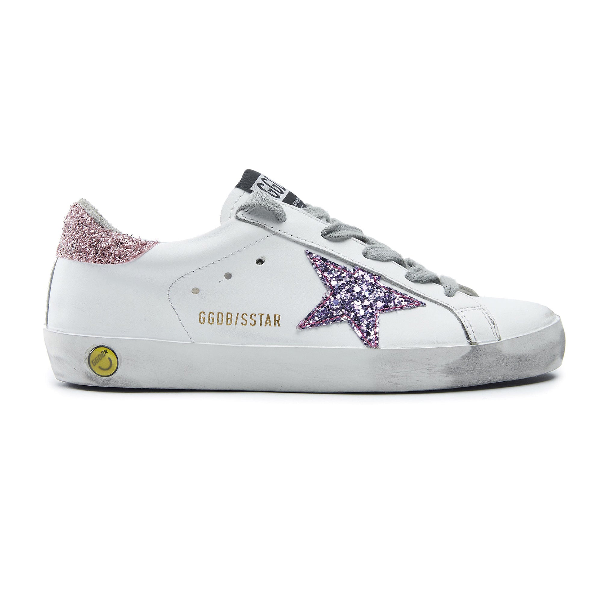 Baby Girls White Glitter Star Leather Shoes