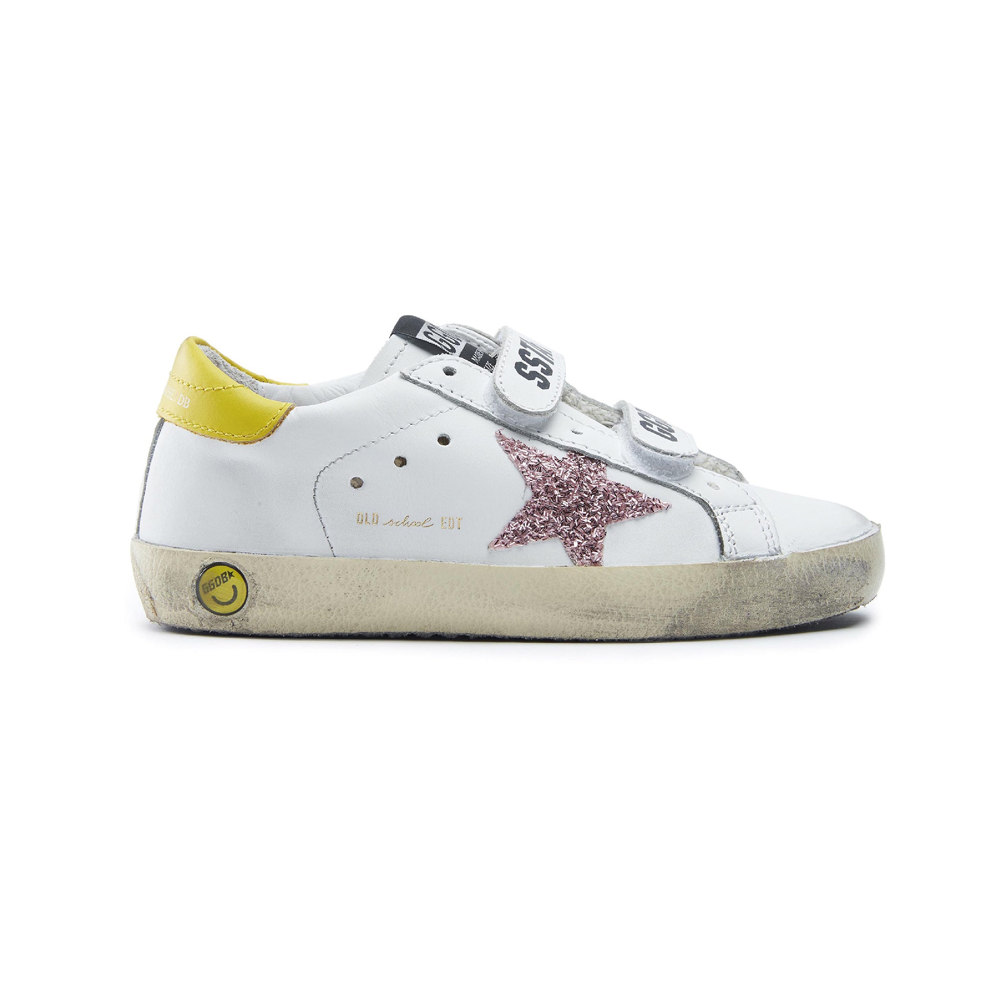 Girls White Glitter Star Leather Shoes