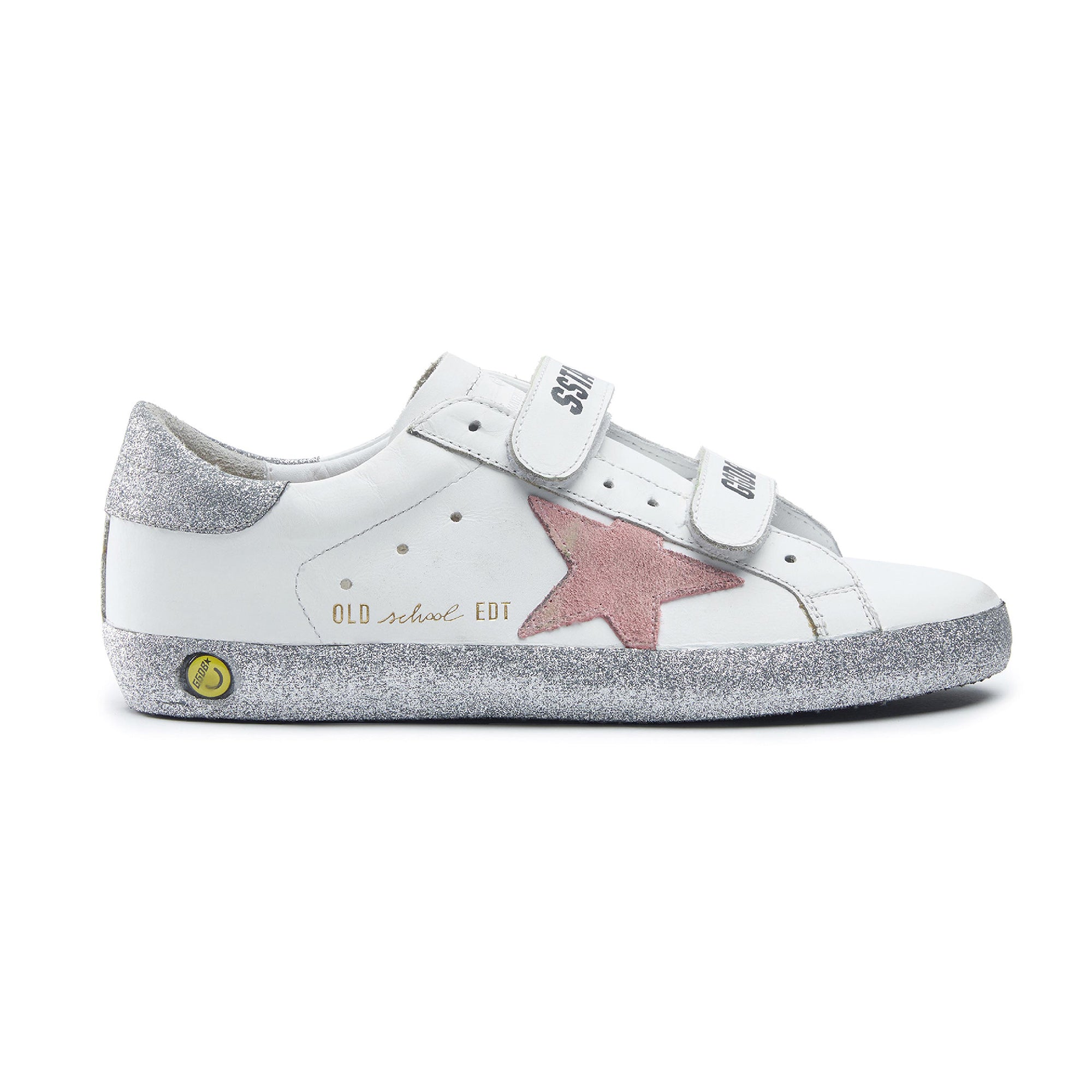 Girls White & Pink Star Leather Shoes
