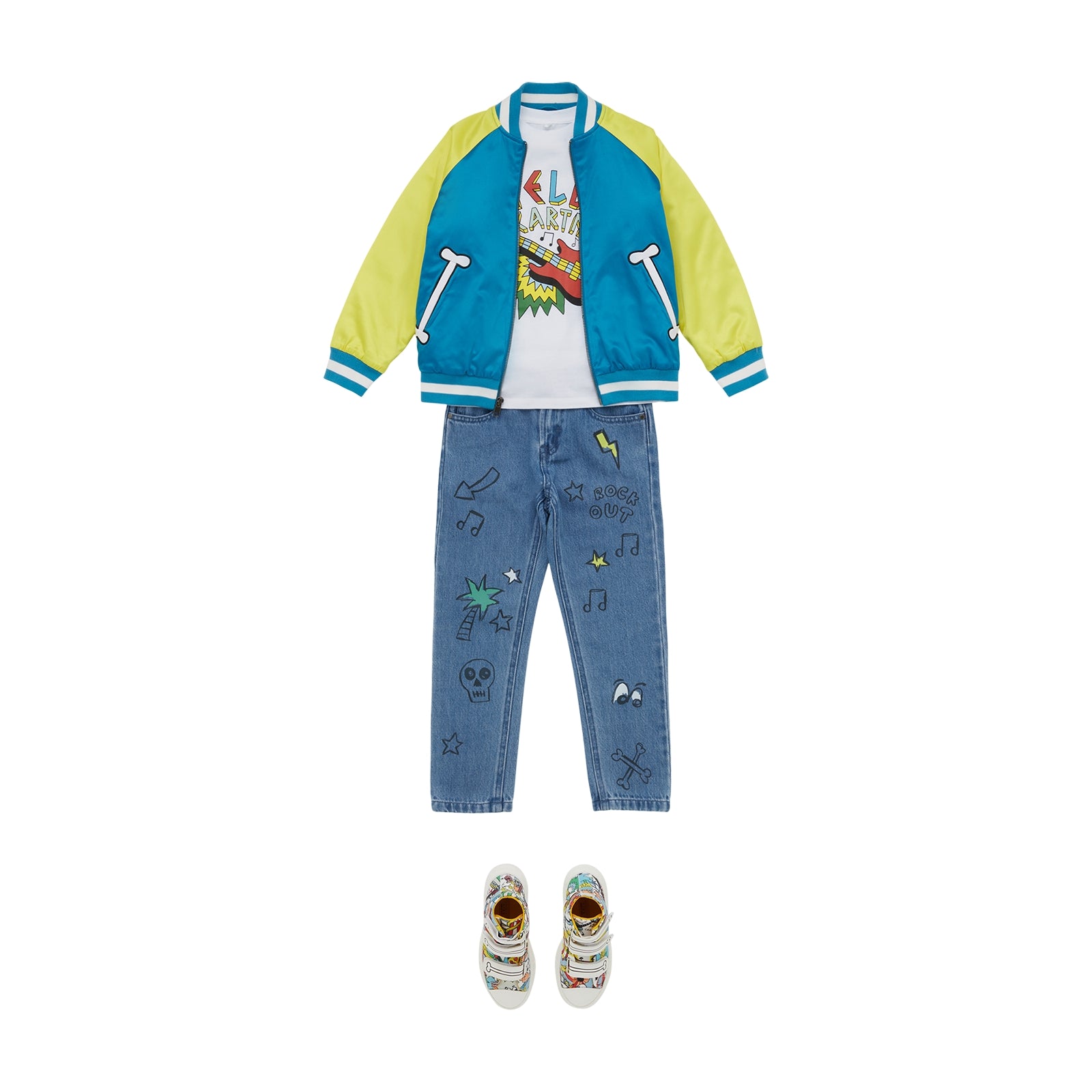 Boys & Girls White Printed Cotton T-Shirt