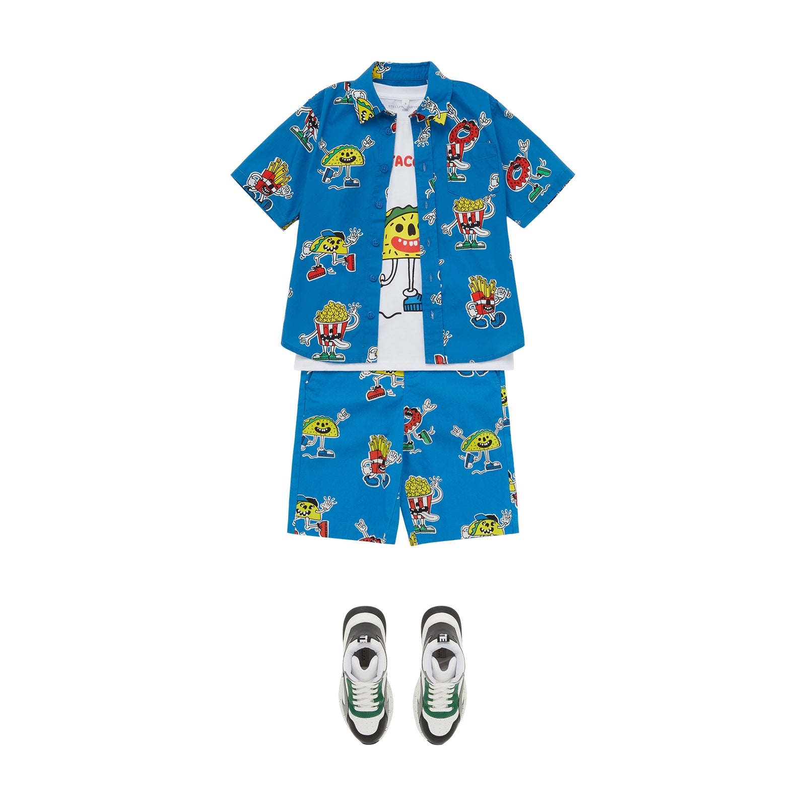 Boys Blue Printed Cotton Shirt