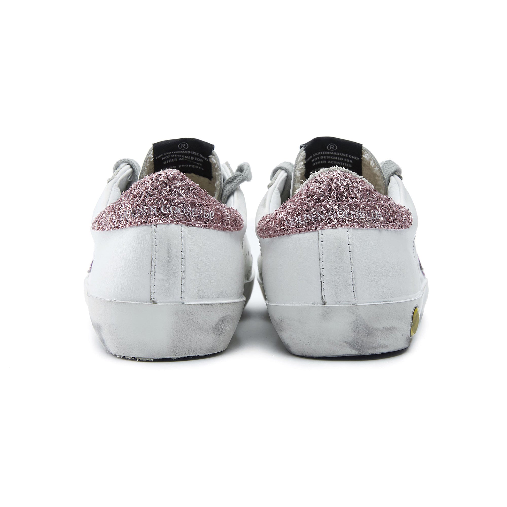 Girls White Glitter Star Leather Shoes