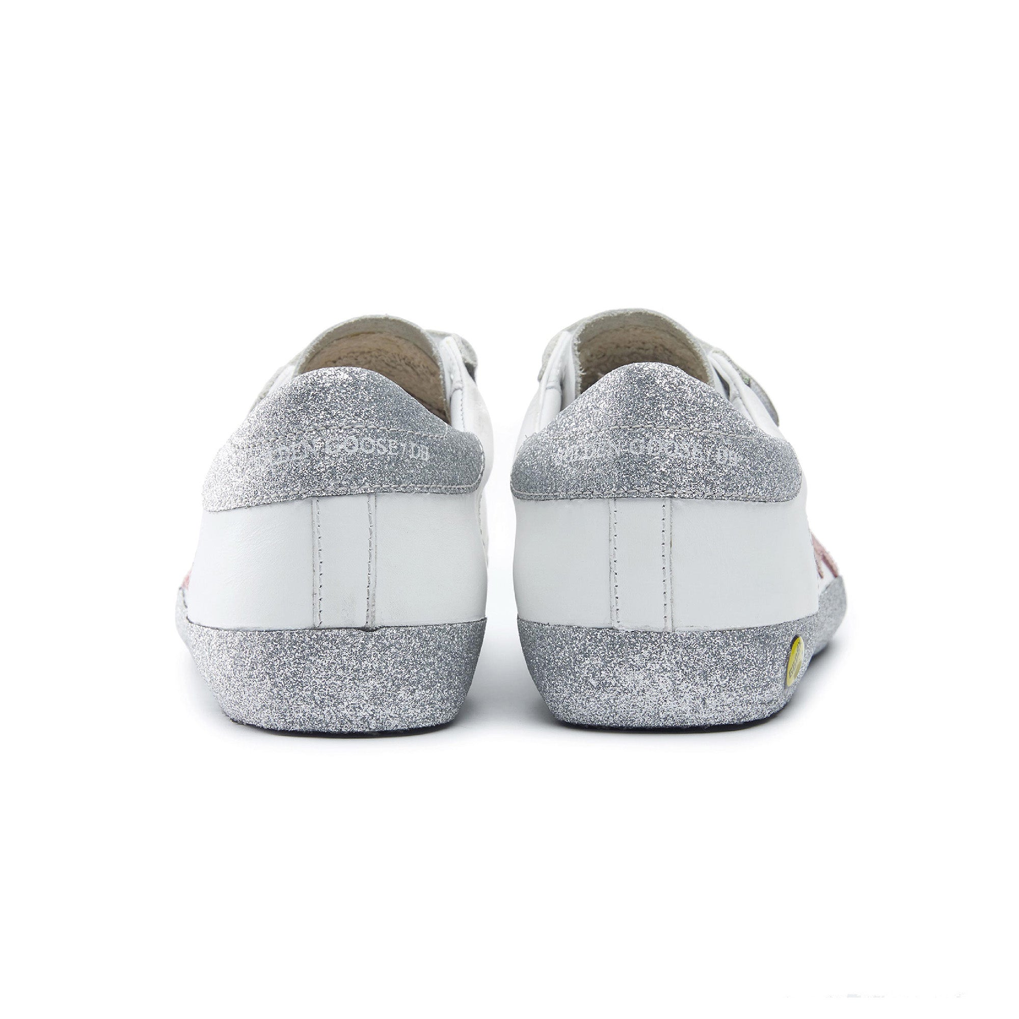 Girls White & Pink Star Leather Shoes