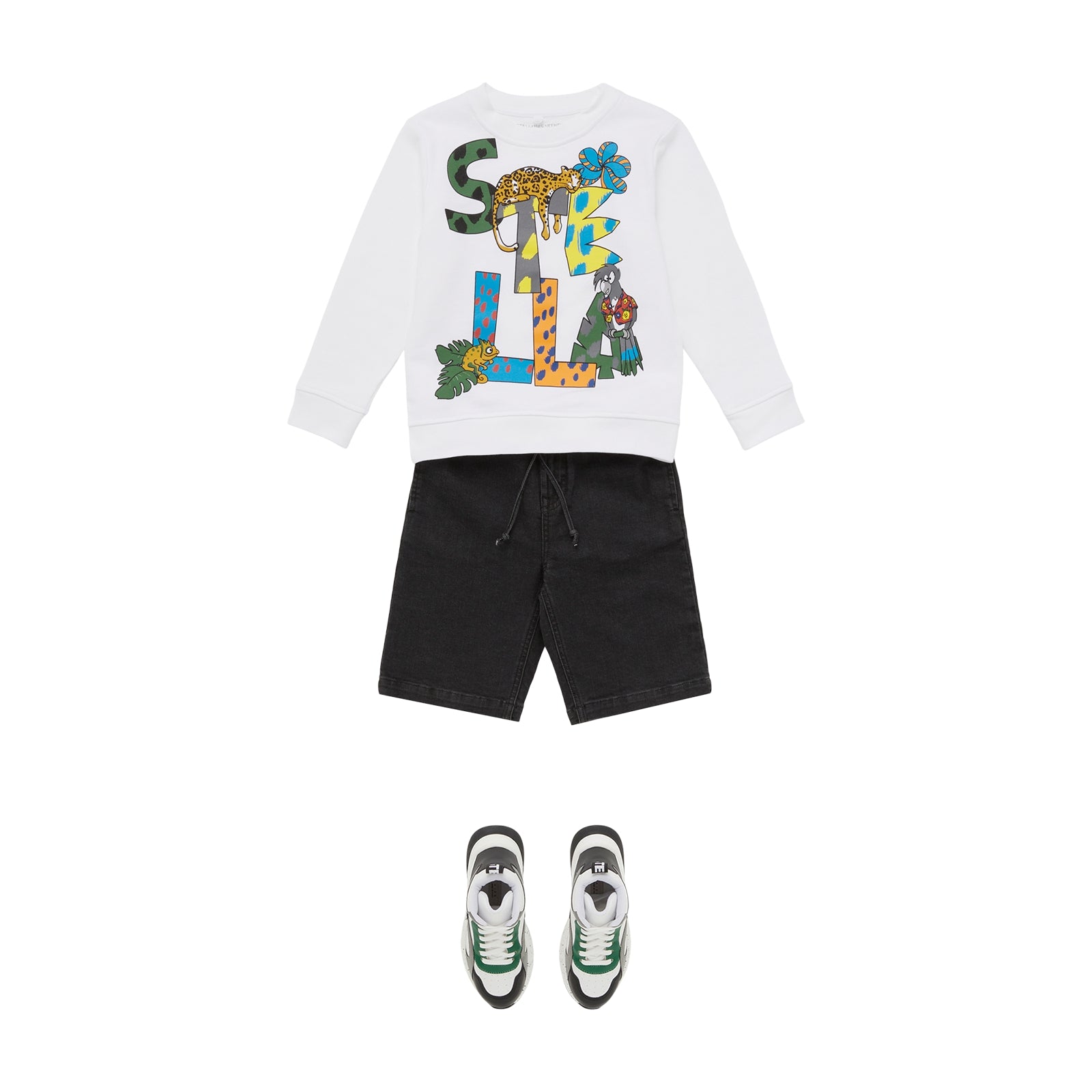 Boys White Printed Cotton Sweatshirt