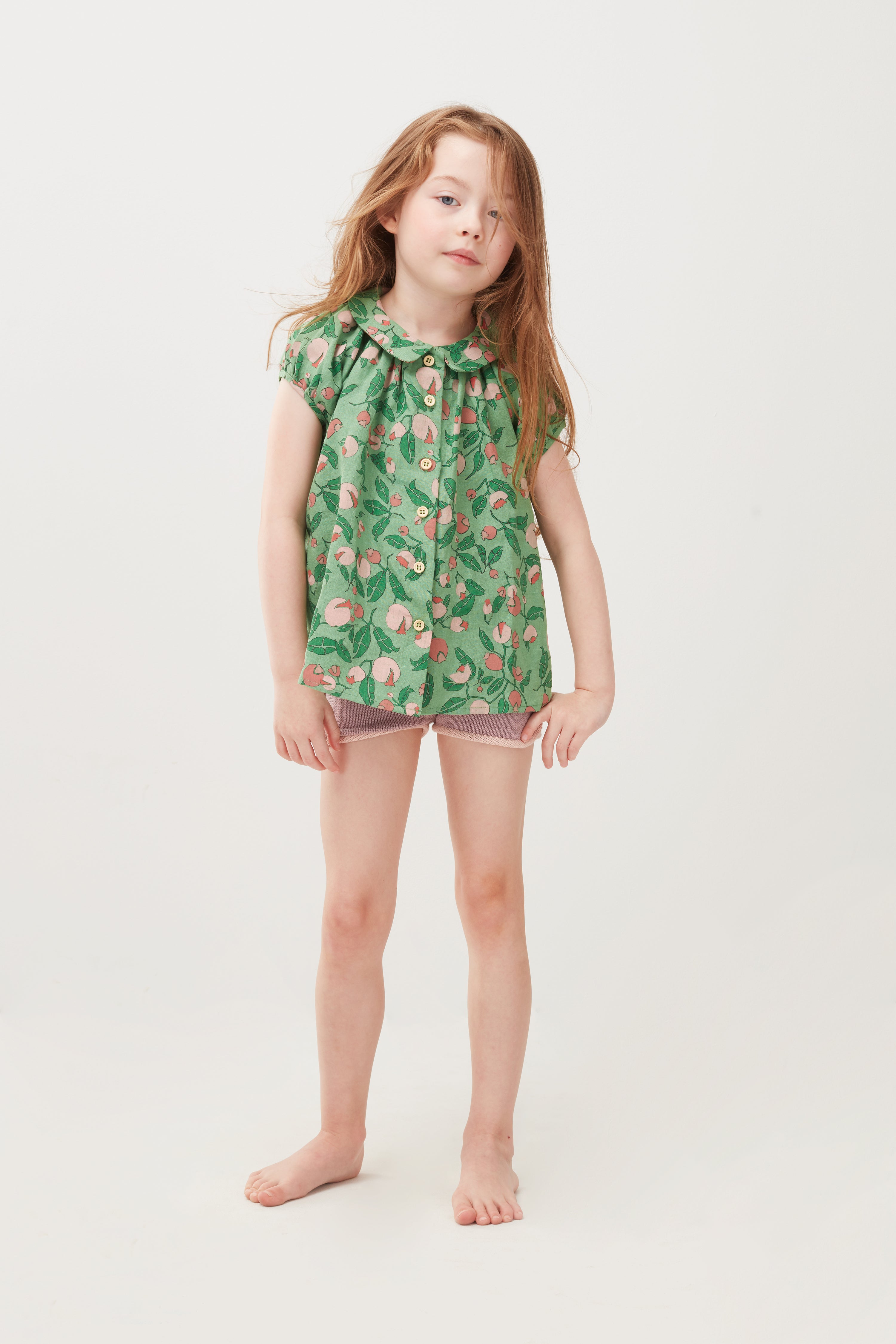 Girls Green Flowers Top