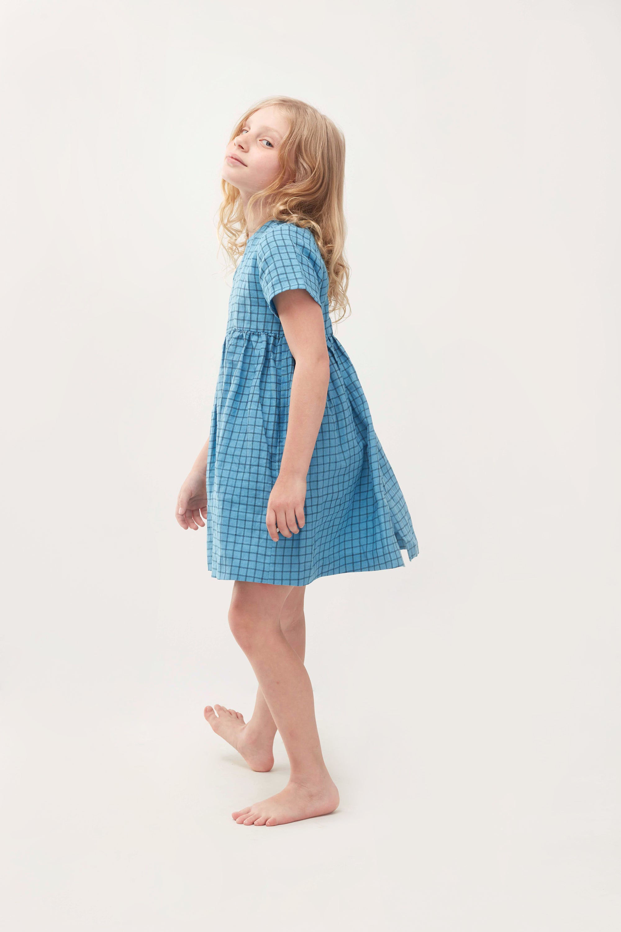 Girls Blue Check Dress