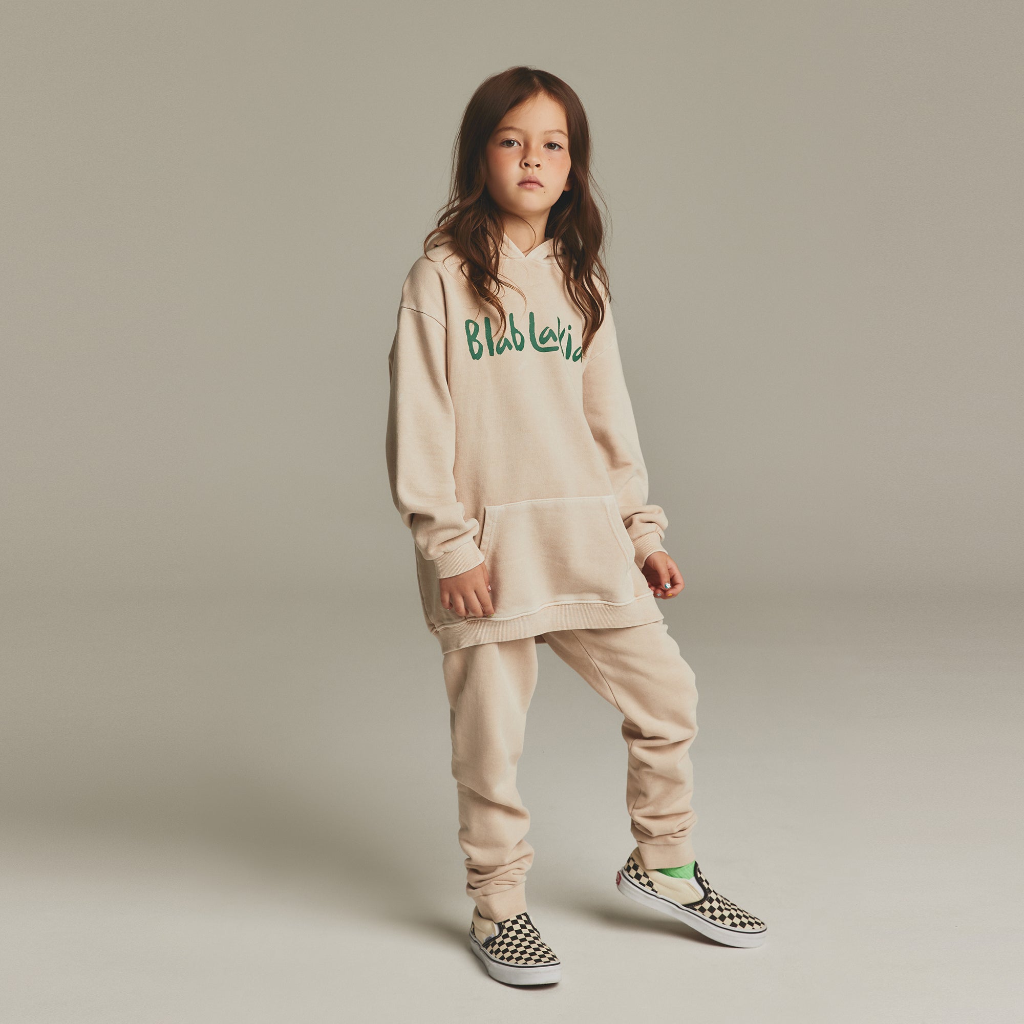 Boys & Girls Beige Logo Cotton Trousers