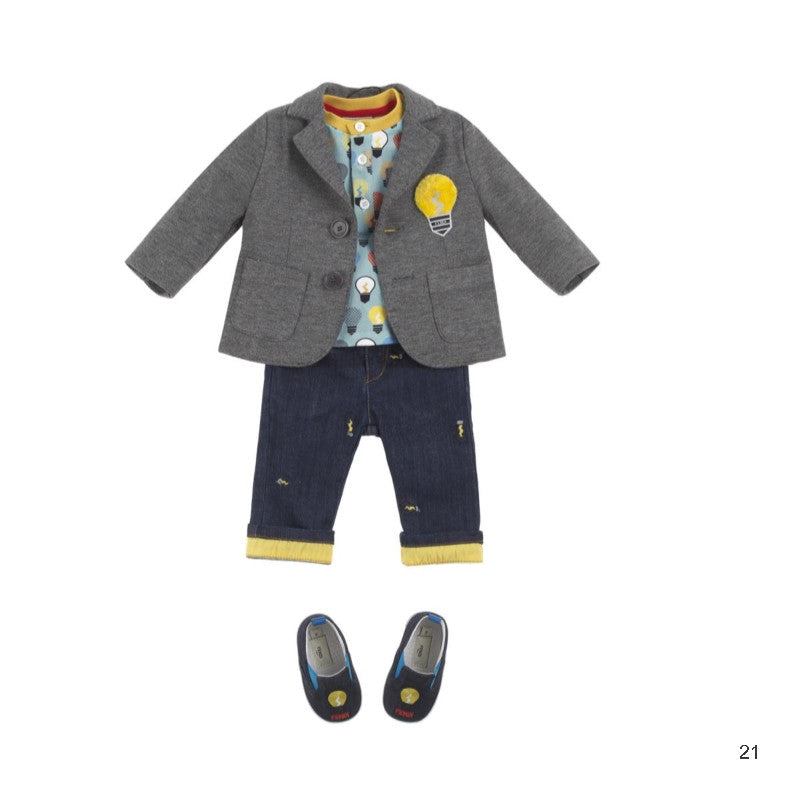 Baby Boys Grey Woven Embroidered Lightbulb Trims Blazer - CÉMAROSE | Children's Fashion Store - 2