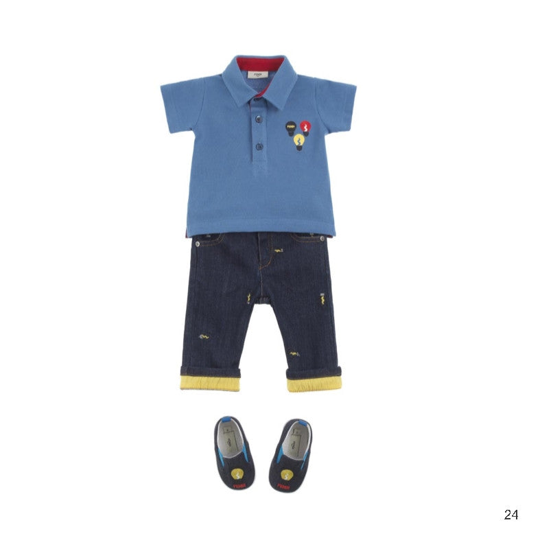 Baby Boys Blue Embroidered Denim Cotton Jeans - CÉMAROSE | Children's Fashion Store - 2