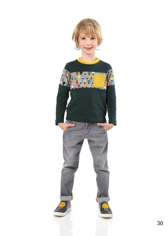 Boys Navy Blue T-Shirt With Multicolor Lightbulb Print - CÉMAROSE | Children's Fashion Store - 2