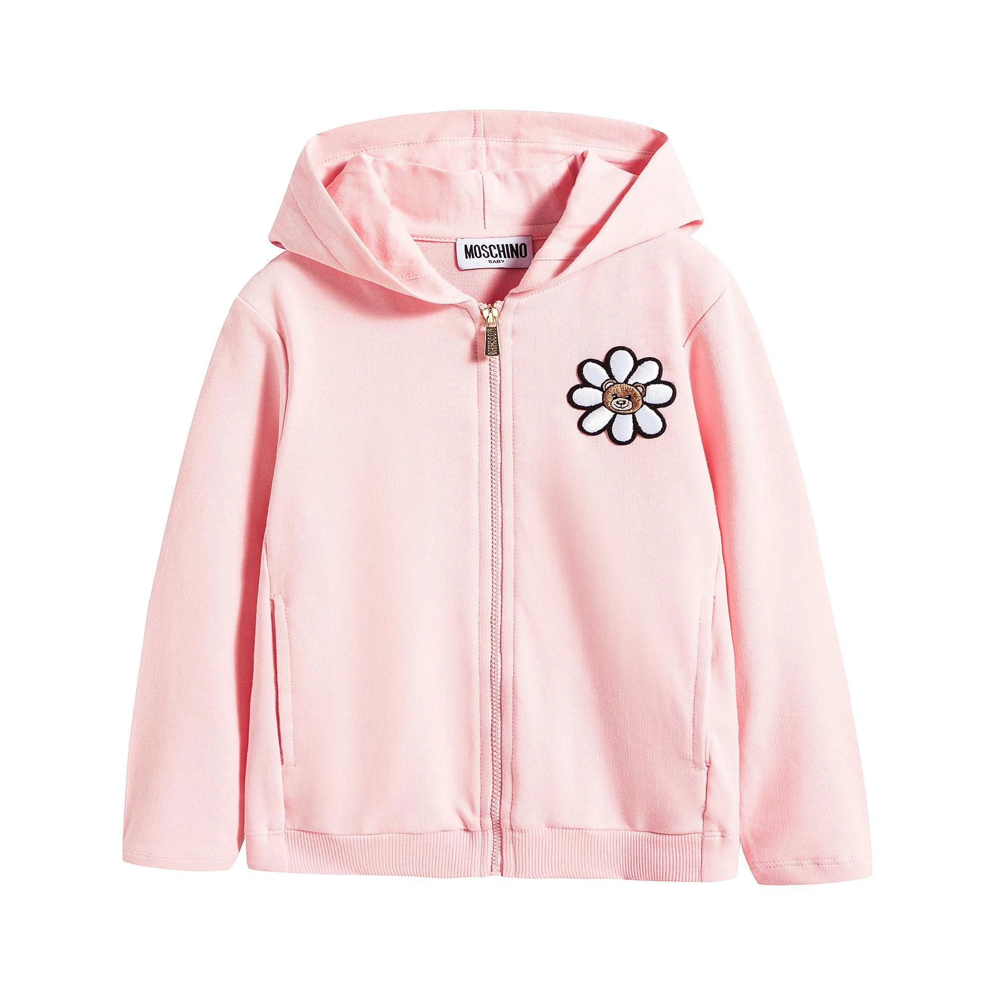 Baby Girls Pink Logo Cotton Hoodie