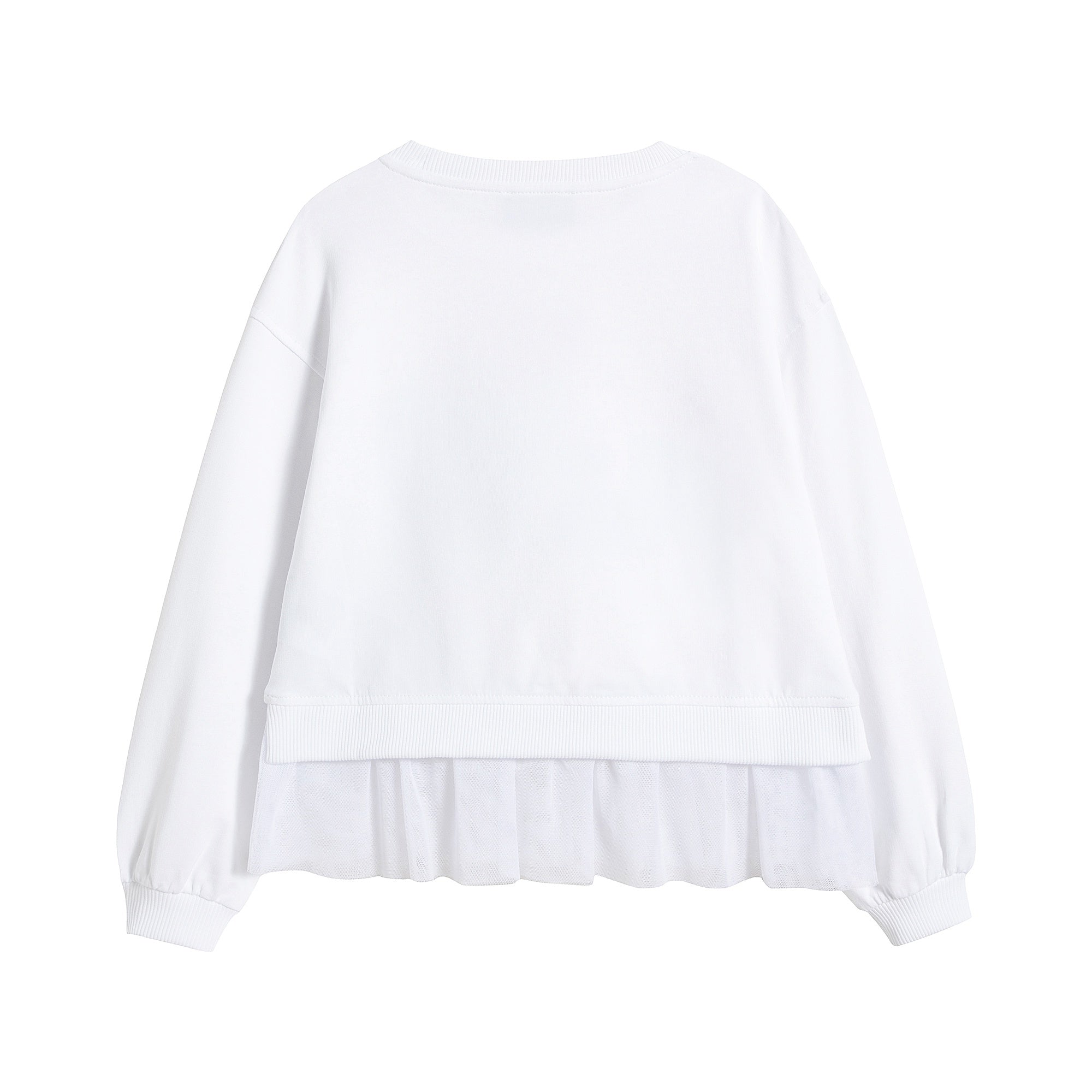 Girls White Print Cotton T-Shirt