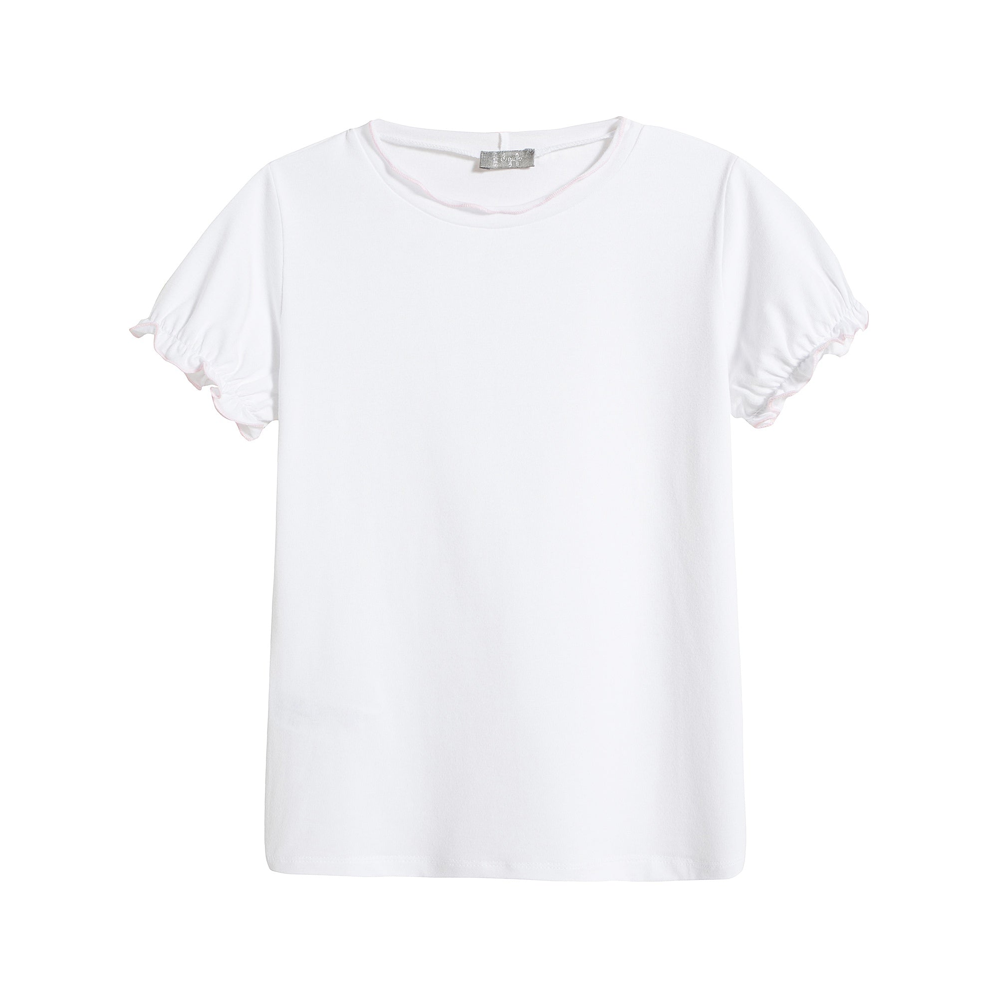 Girls White Cotton T-Shirt