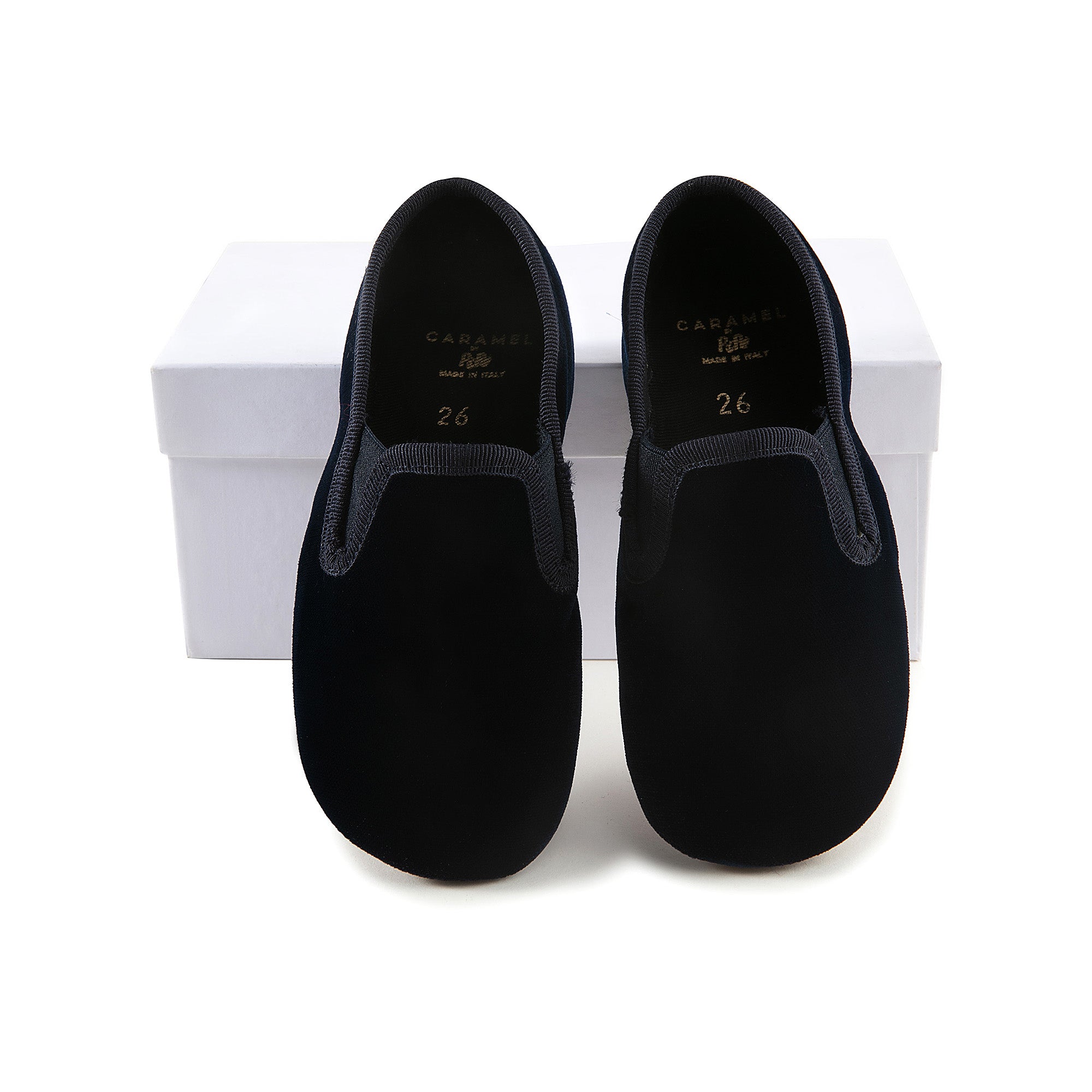 Girls Black Velvet Flat Shoes