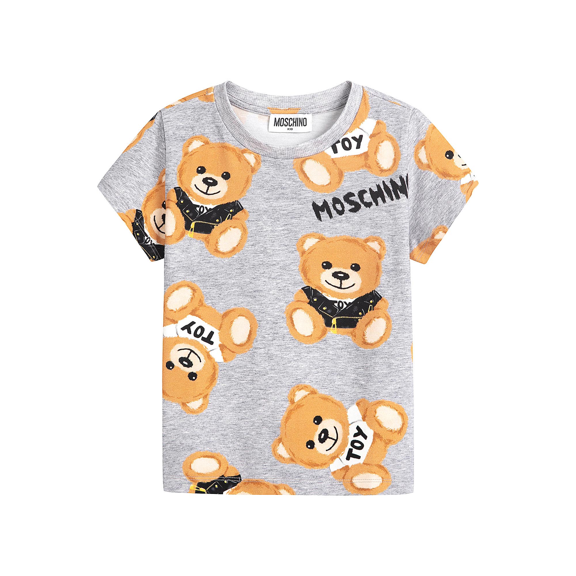 Boys & Girls Grey Printed Cotton T-Shirt