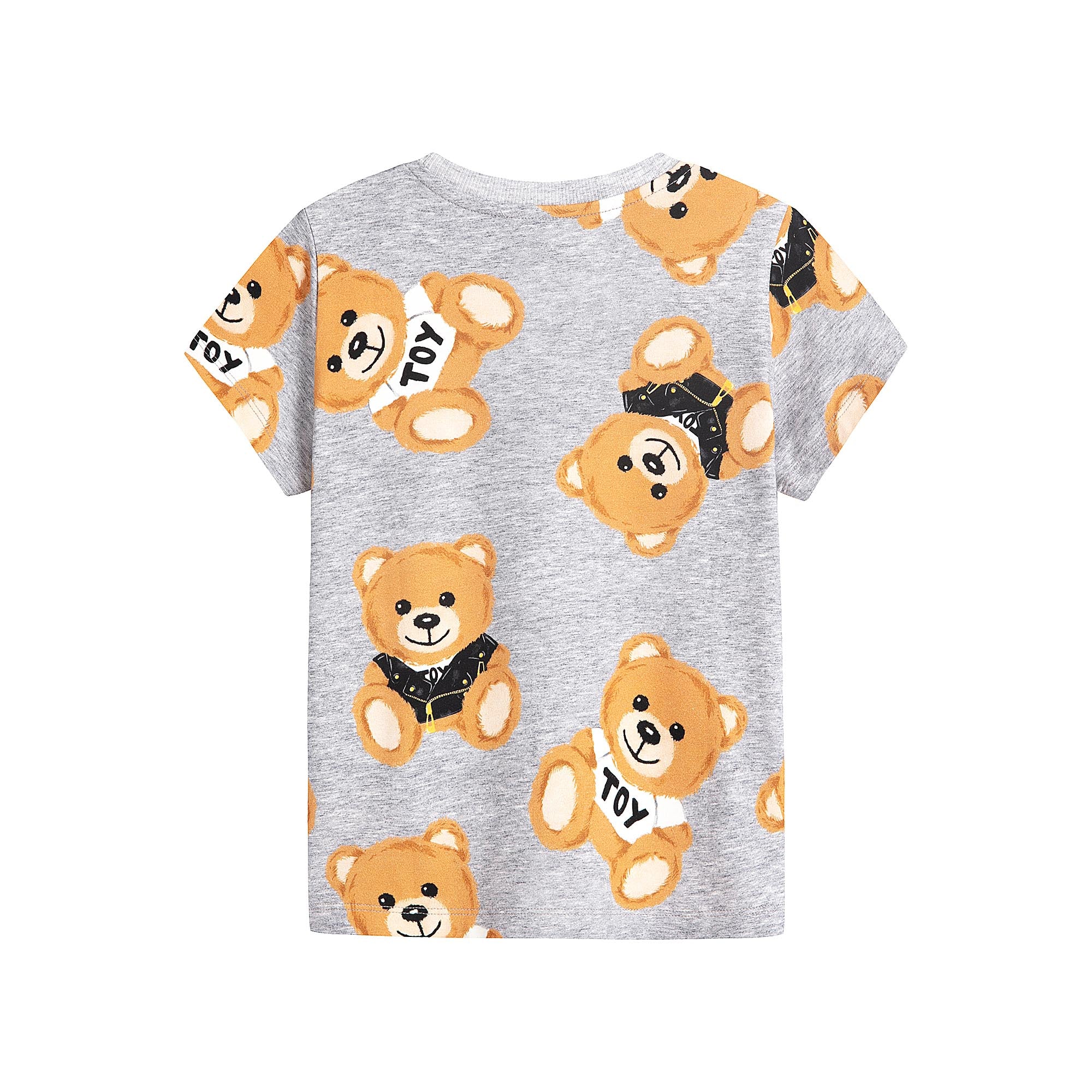 Boys & Girls Grey Printed Cotton T-Shirt