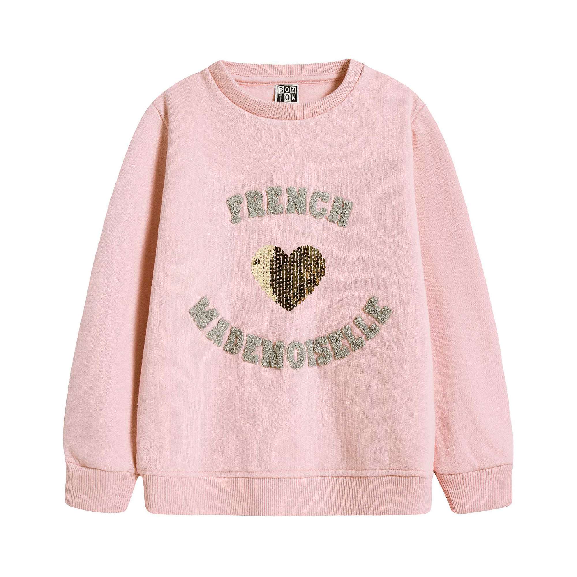 Girls Light Pink Heart Sweatshirt