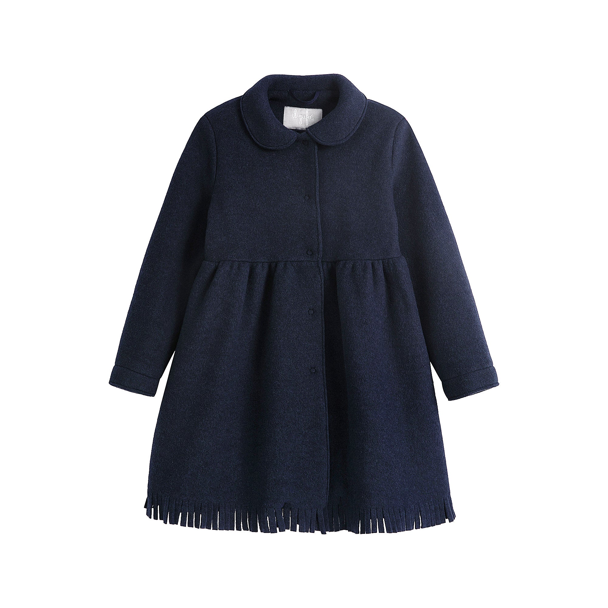 Girls Blue Fringed Fleece Coat