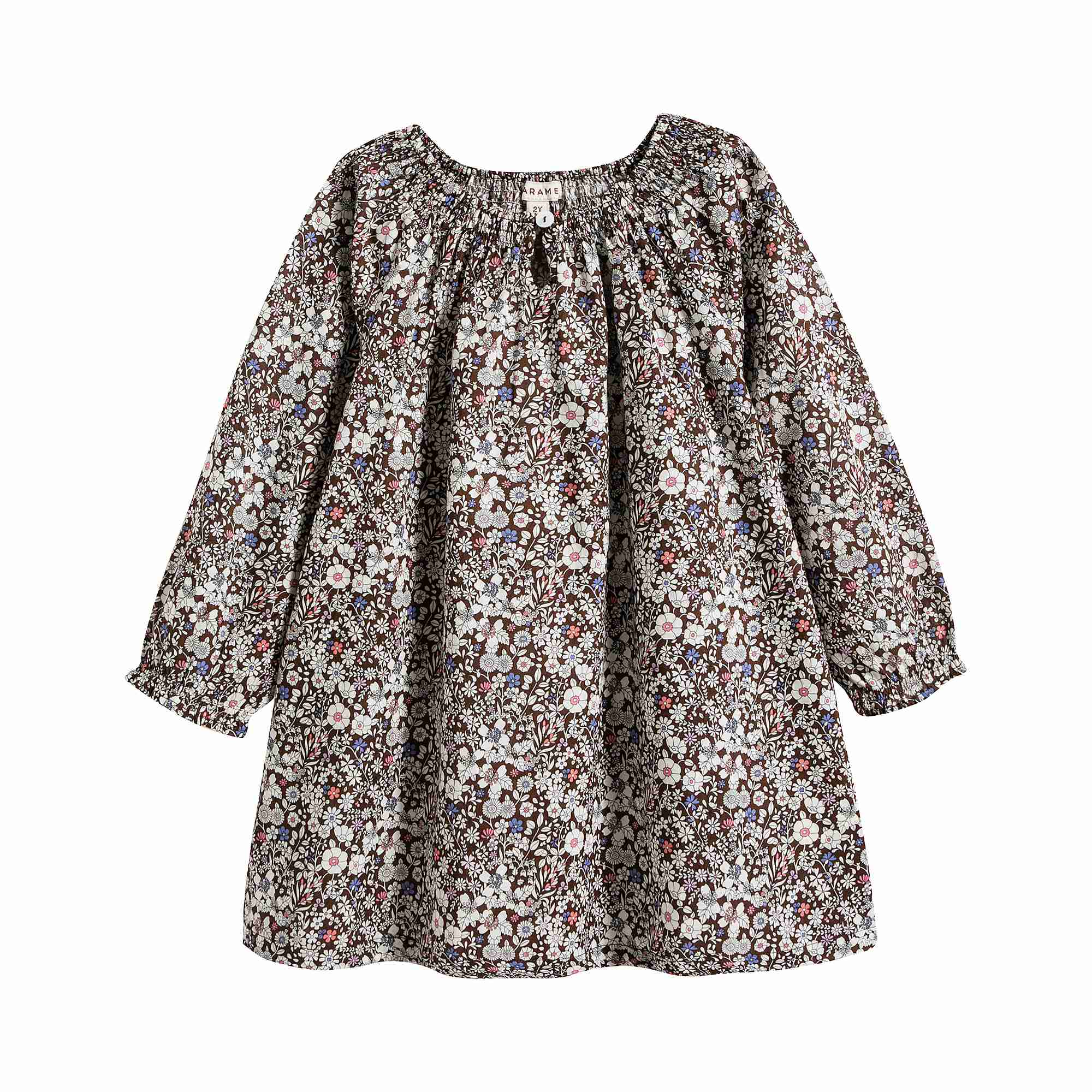 Baby Girls Brown Floral Cotton Dress