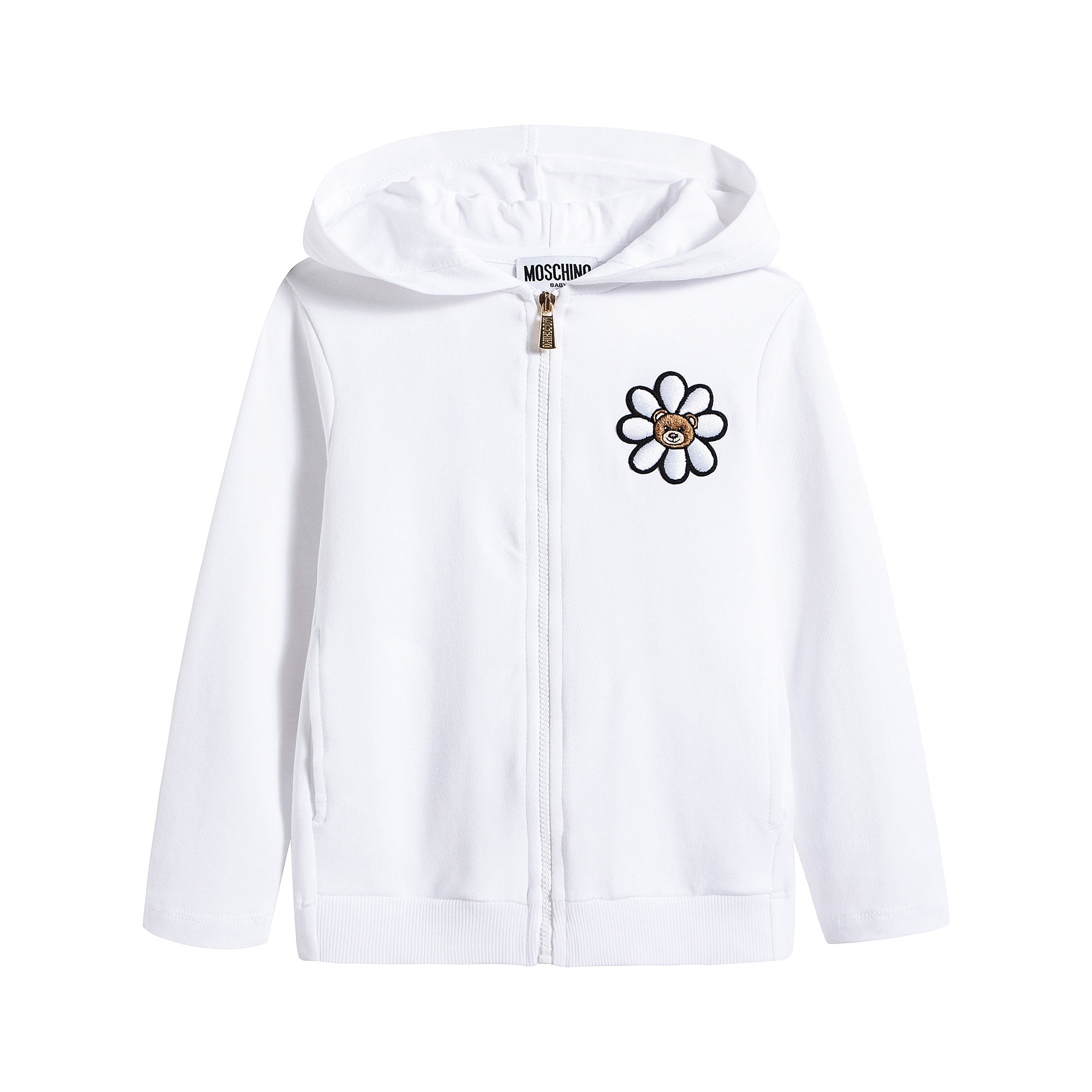 Baby Girls White Logo Cotton Hoodie