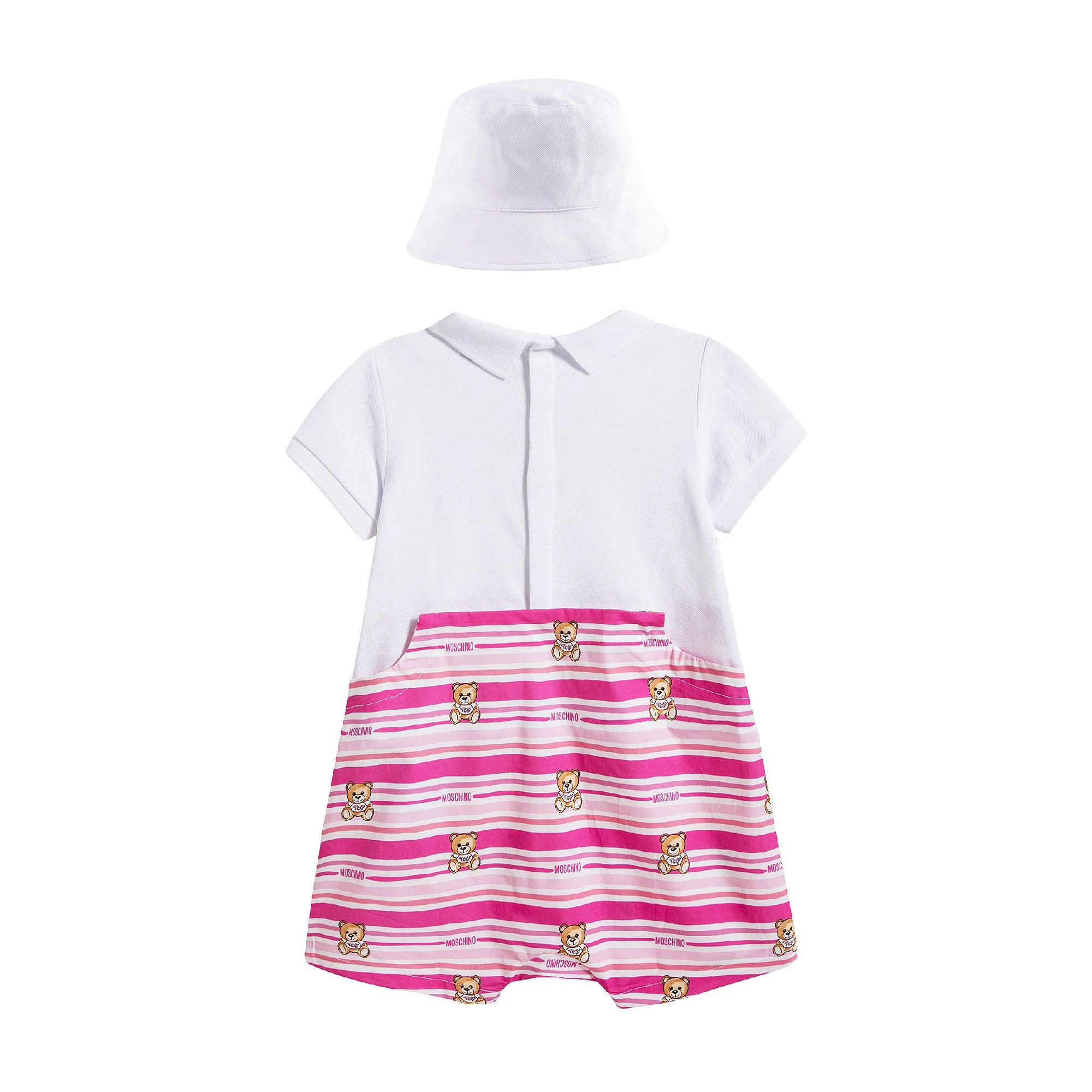 Baby Girls Pink Cotton Babysuit & Hat