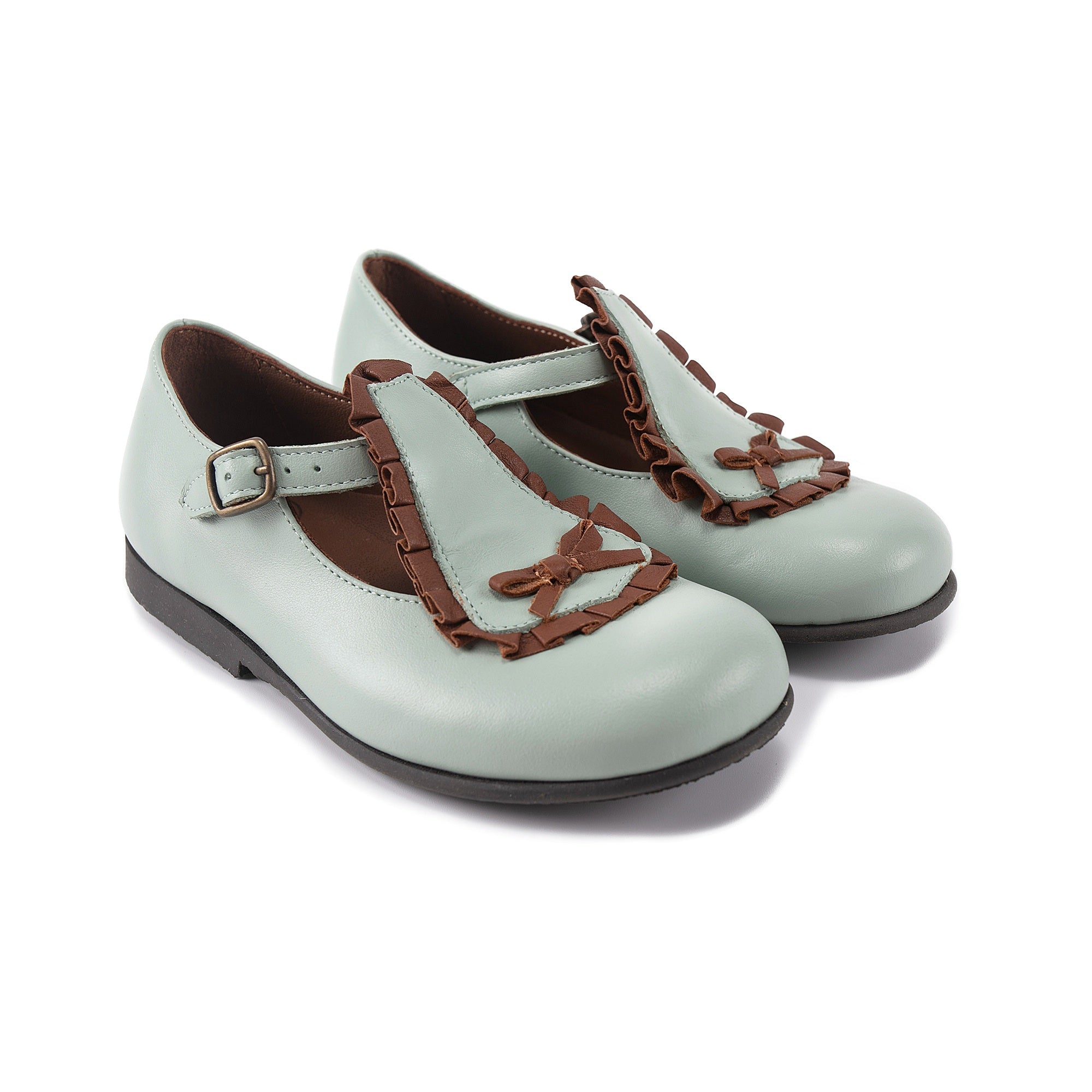 Girls Light Blue Leather Shoes