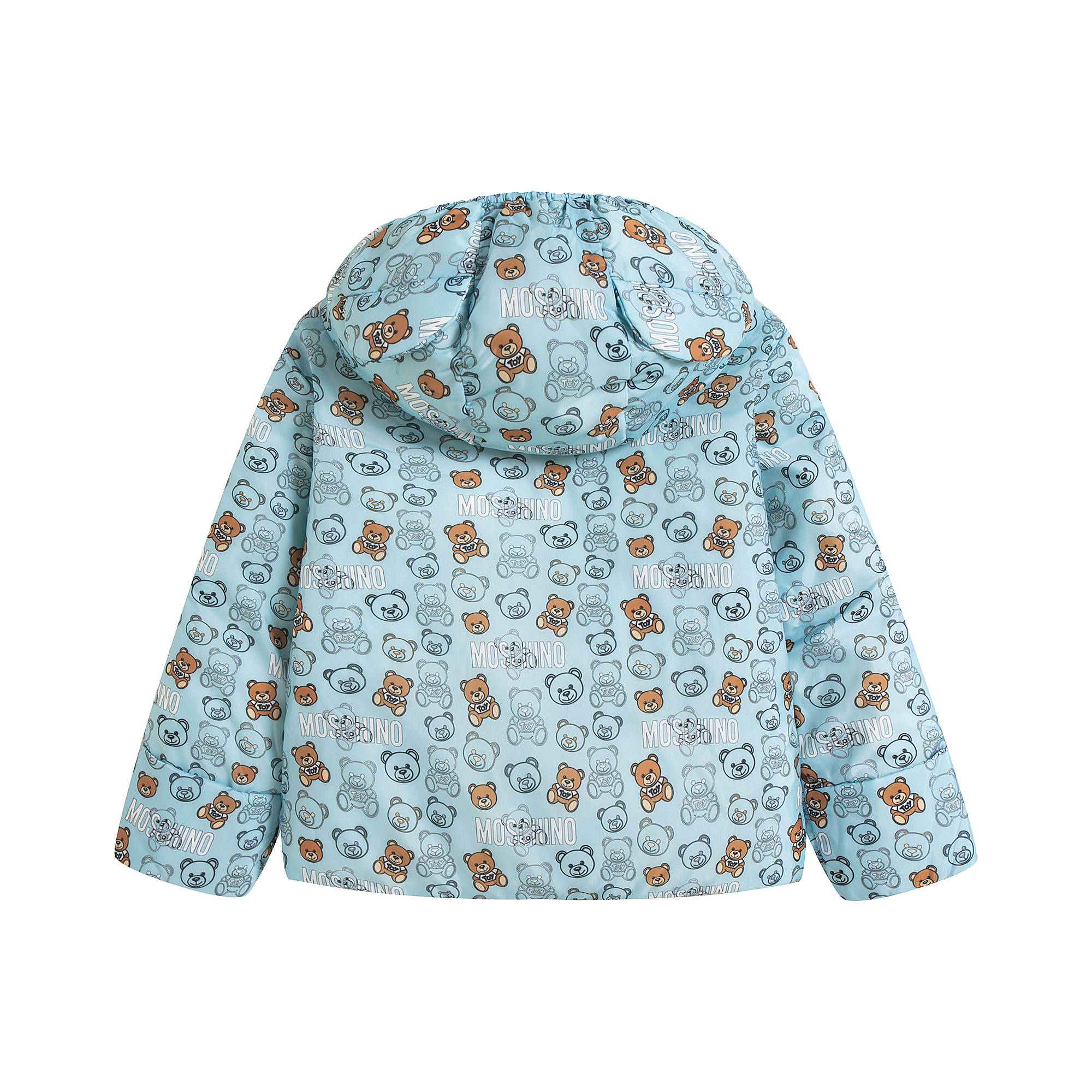 Baby Girls Blue Printed Padded Down Jacket