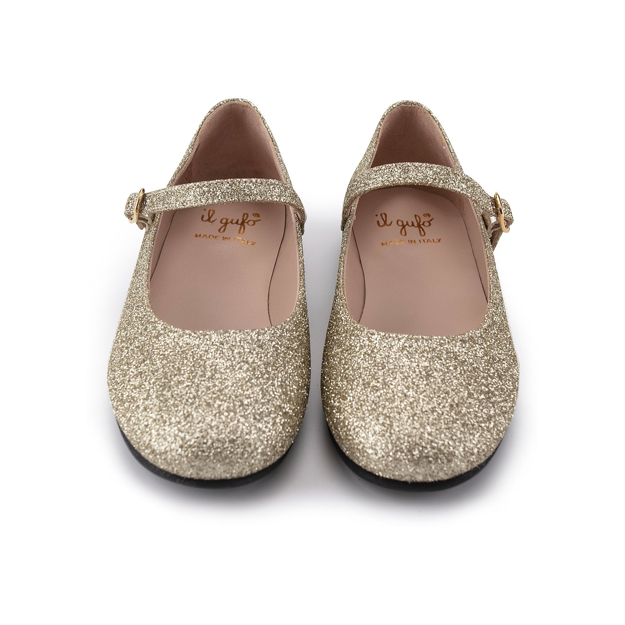 Girls Gold Glitter Flat Shoes