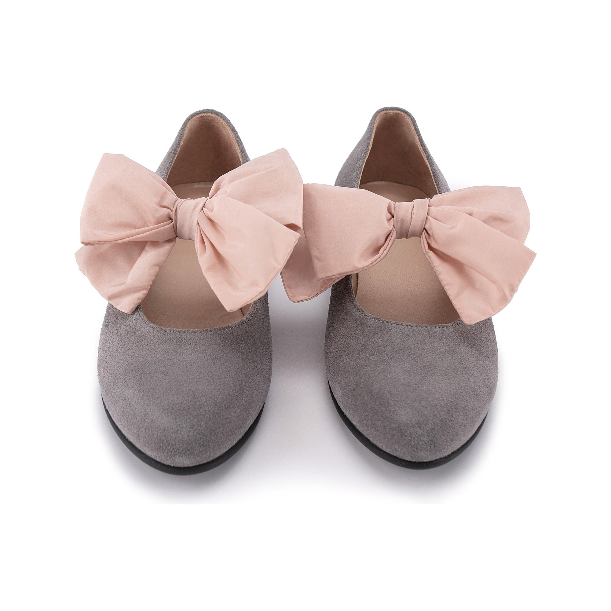Girls Grey Bow-knot Flat Shoes